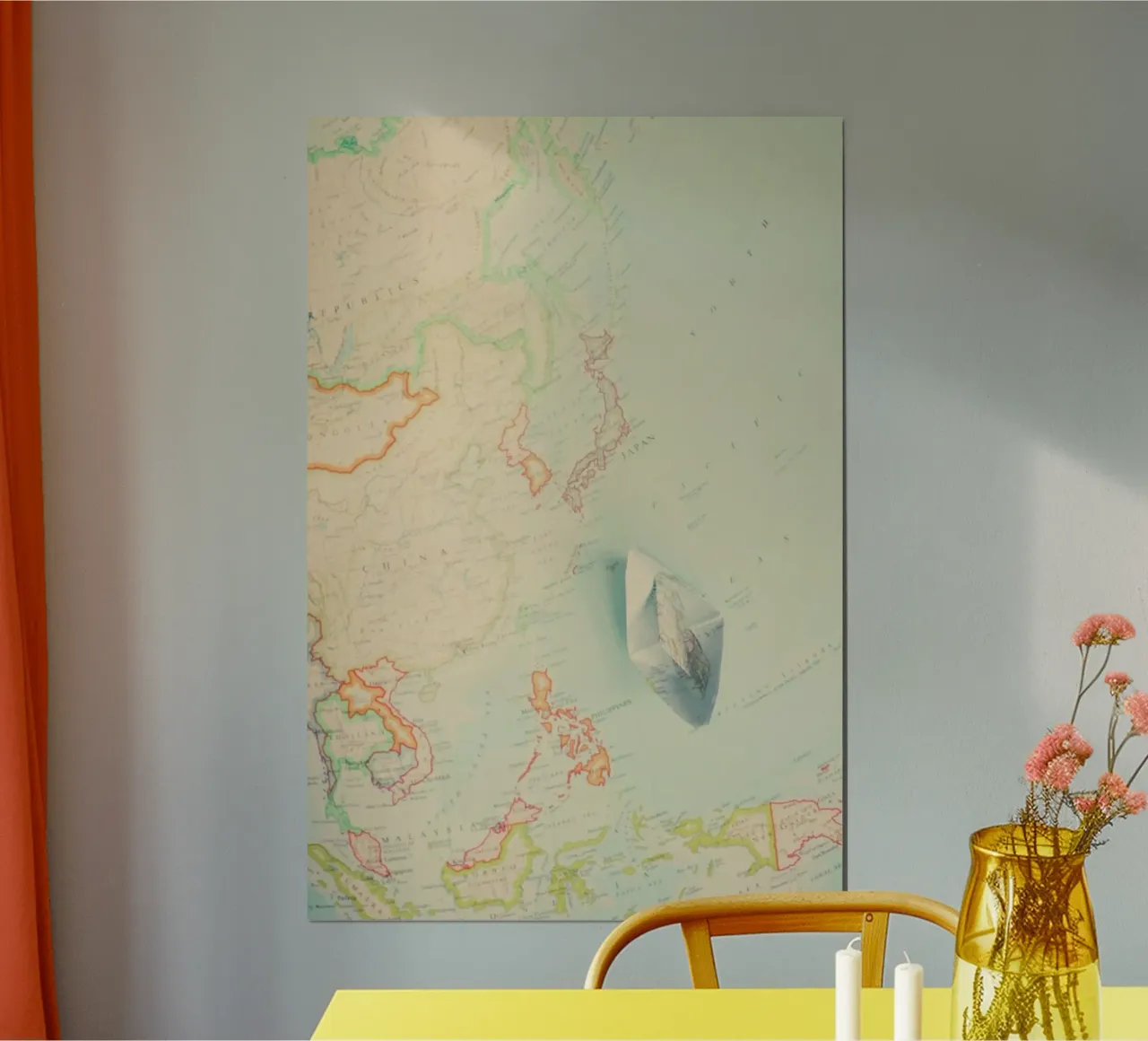 map-japan poster con telaio in alluminio da Ingrid Beddoes