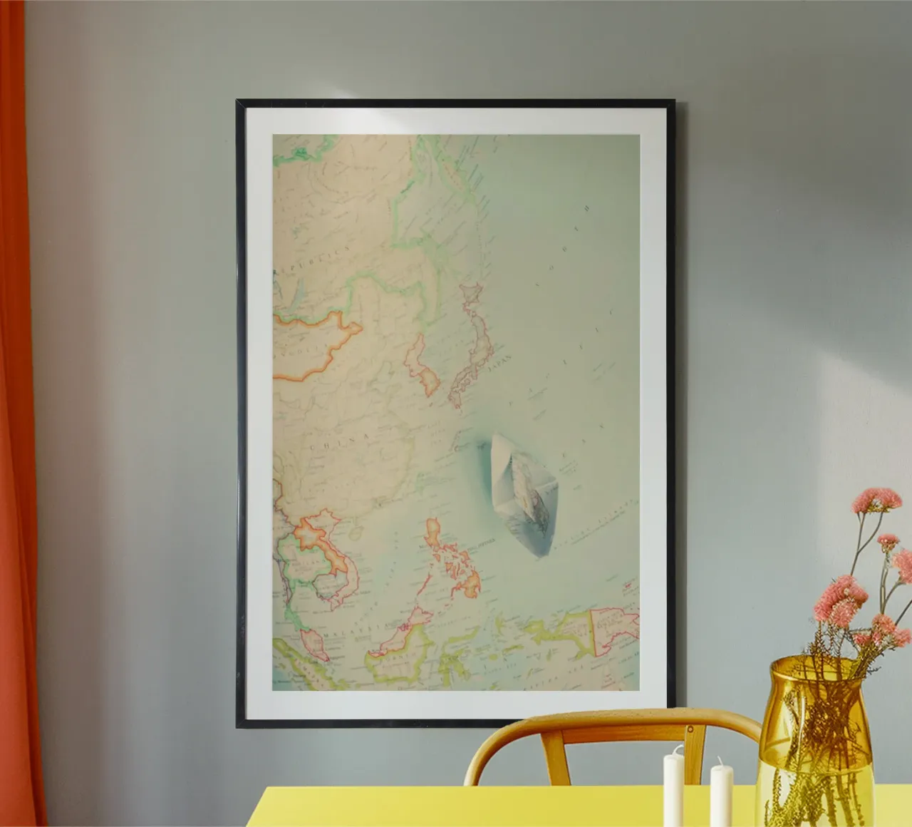 map-japan poster con telaio in alluminio da Ingrid Beddoes
