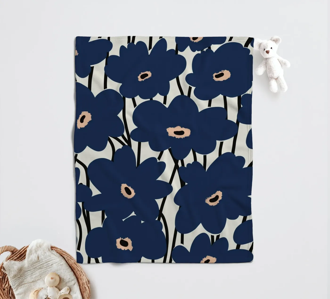 Botanical pattern 14 fleece blanket by Little Dean