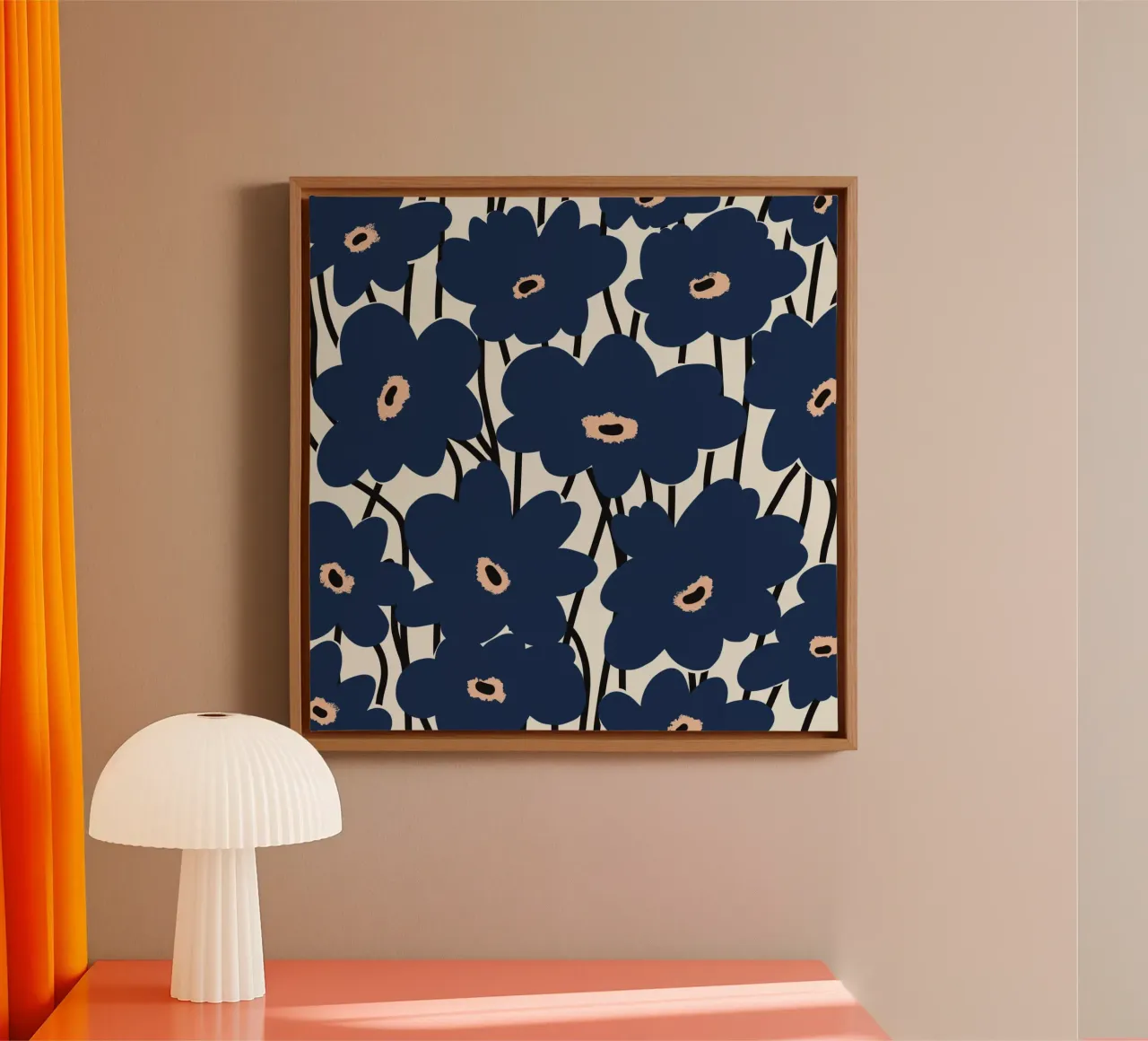 Botanical pattern 14 canvas with Floater frame by Little Dean