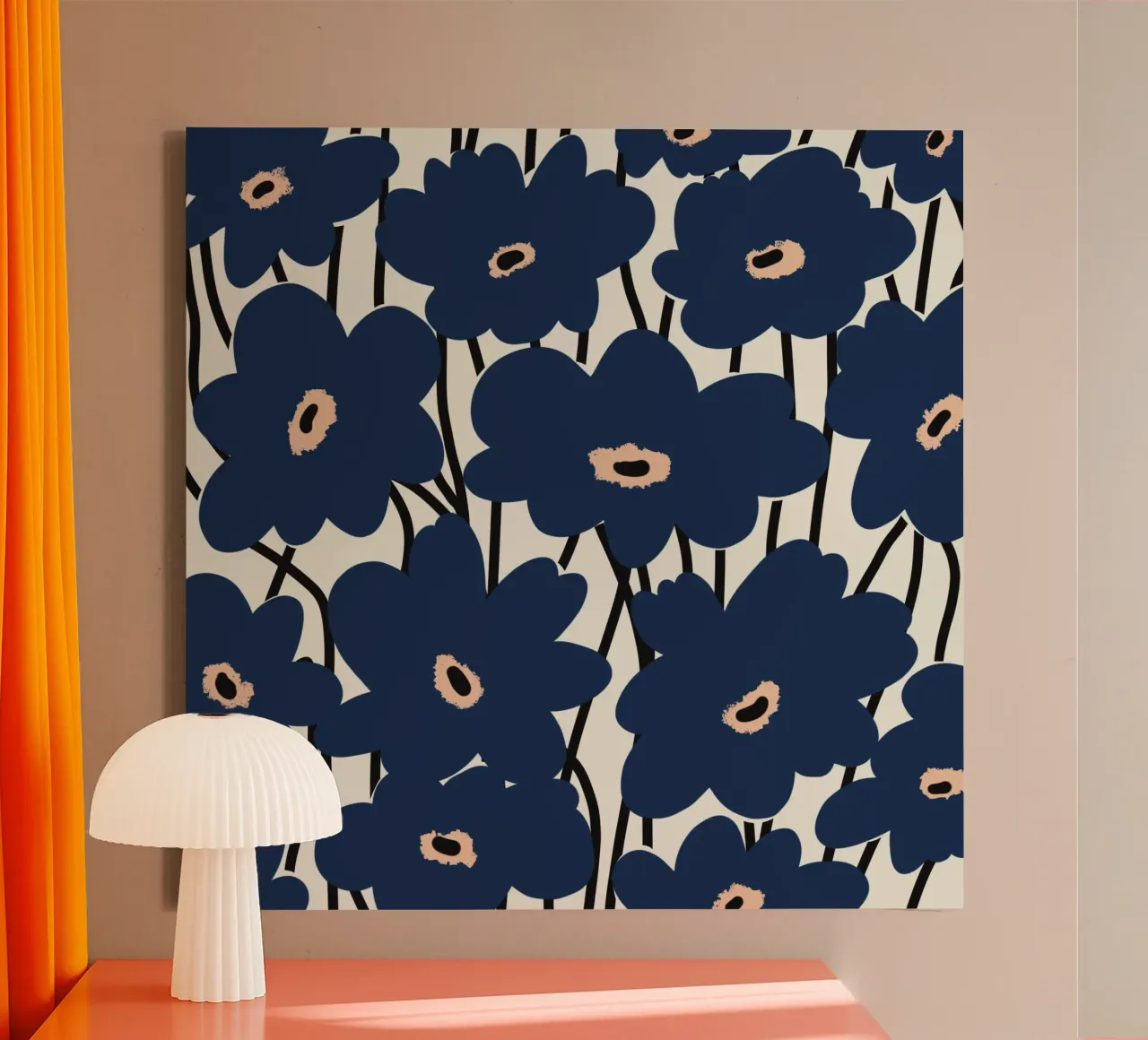 Botanical pattern 14 canvas with Floater frame by Little Dean