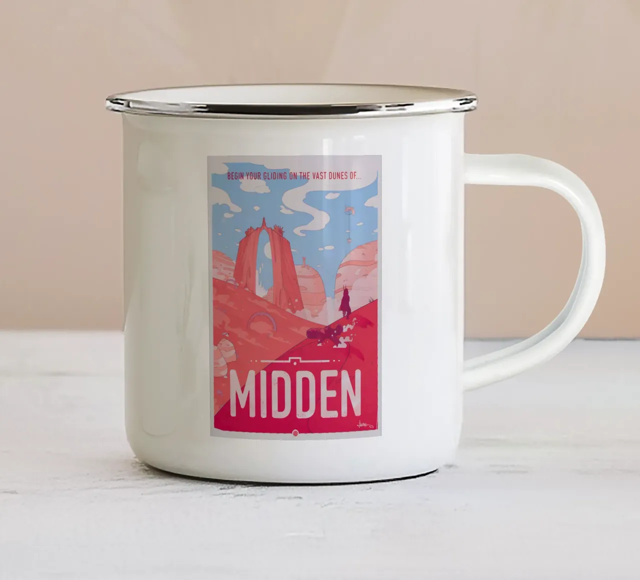 Travel To Midden tazza in smalto da Robert Hoff