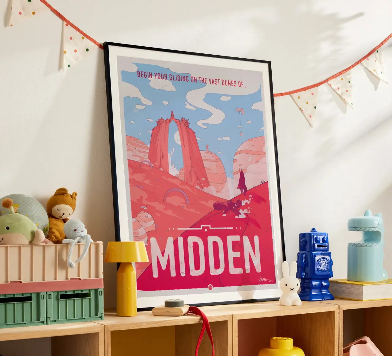 Travel To Midden poster con telaio in plastica da Robert Hoff
