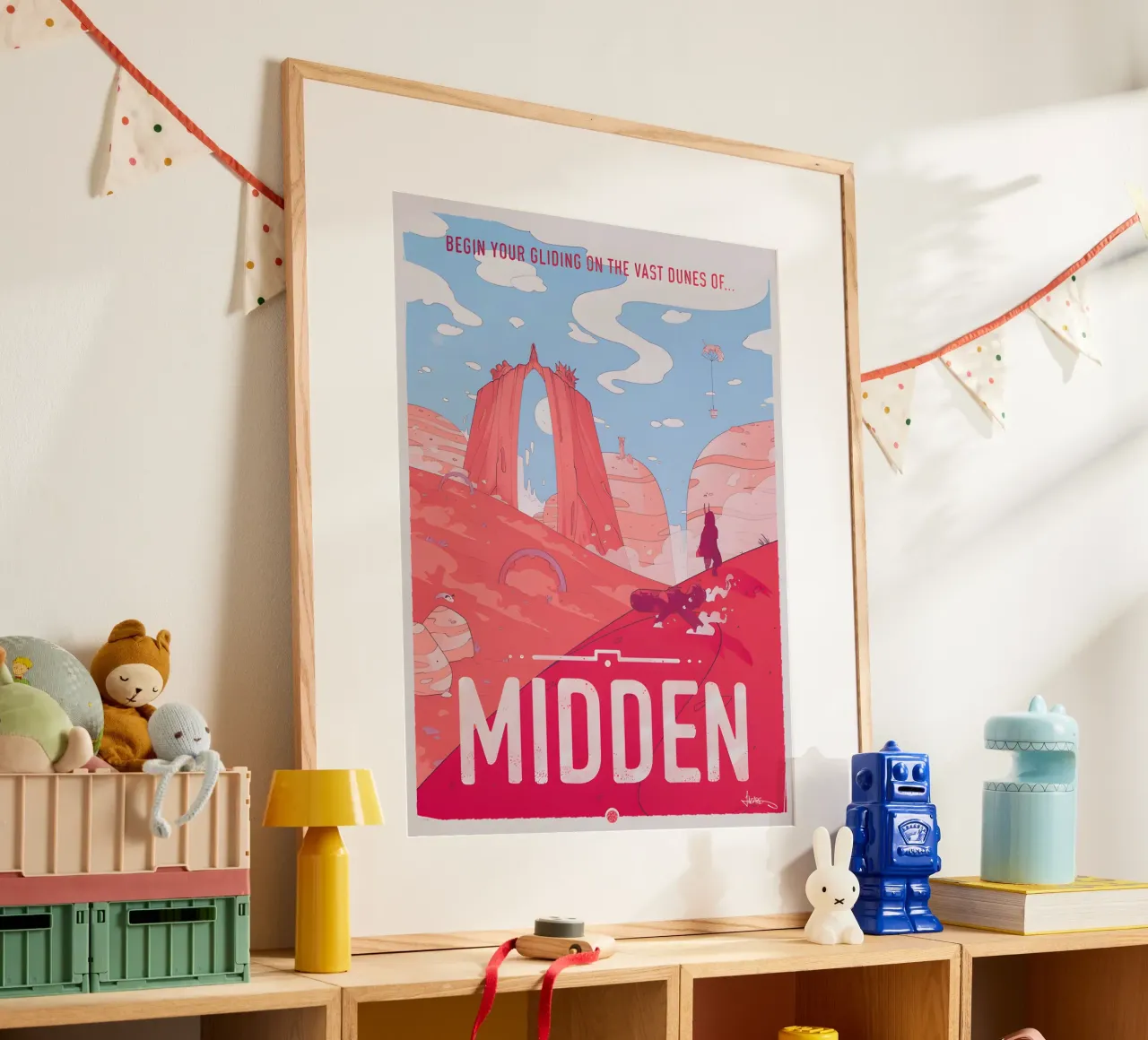 Travel To Midden poster con telaio in plastica da Robert Hoff