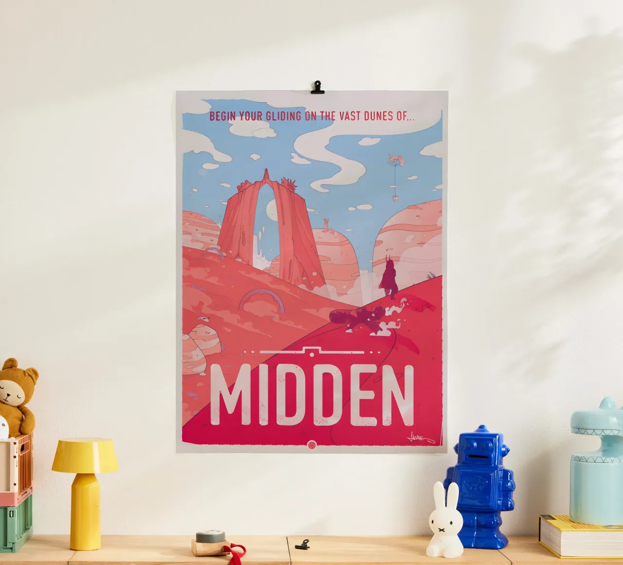 Travel To Midden poster con telaio in plastica da Robert Hoff