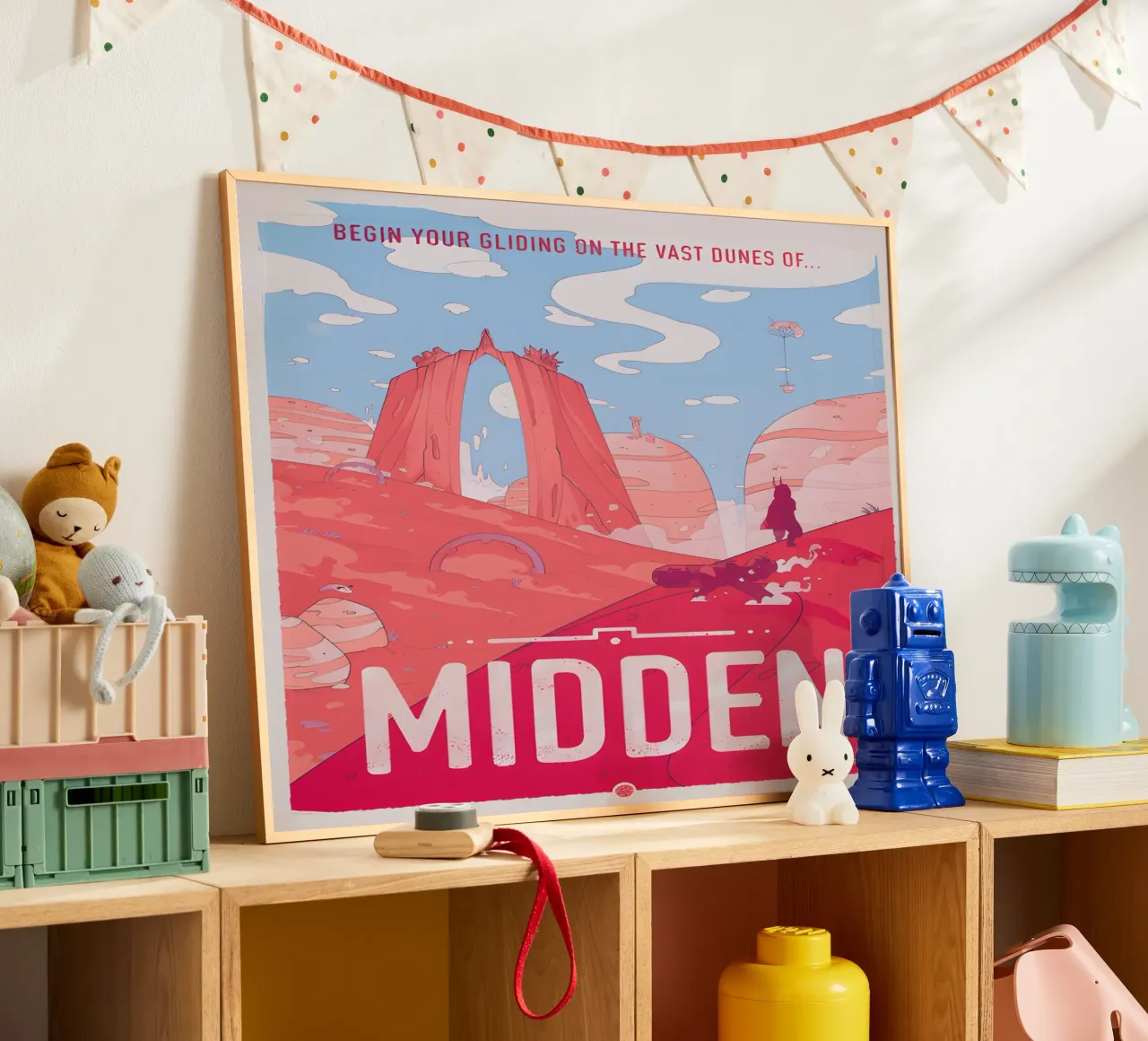 Travel To Midden poster con telaio in plastica da Robert Hoff