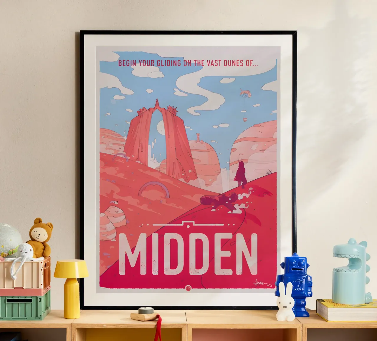 Travel To Midden poster con telaio in plastica da Robert Hoff
