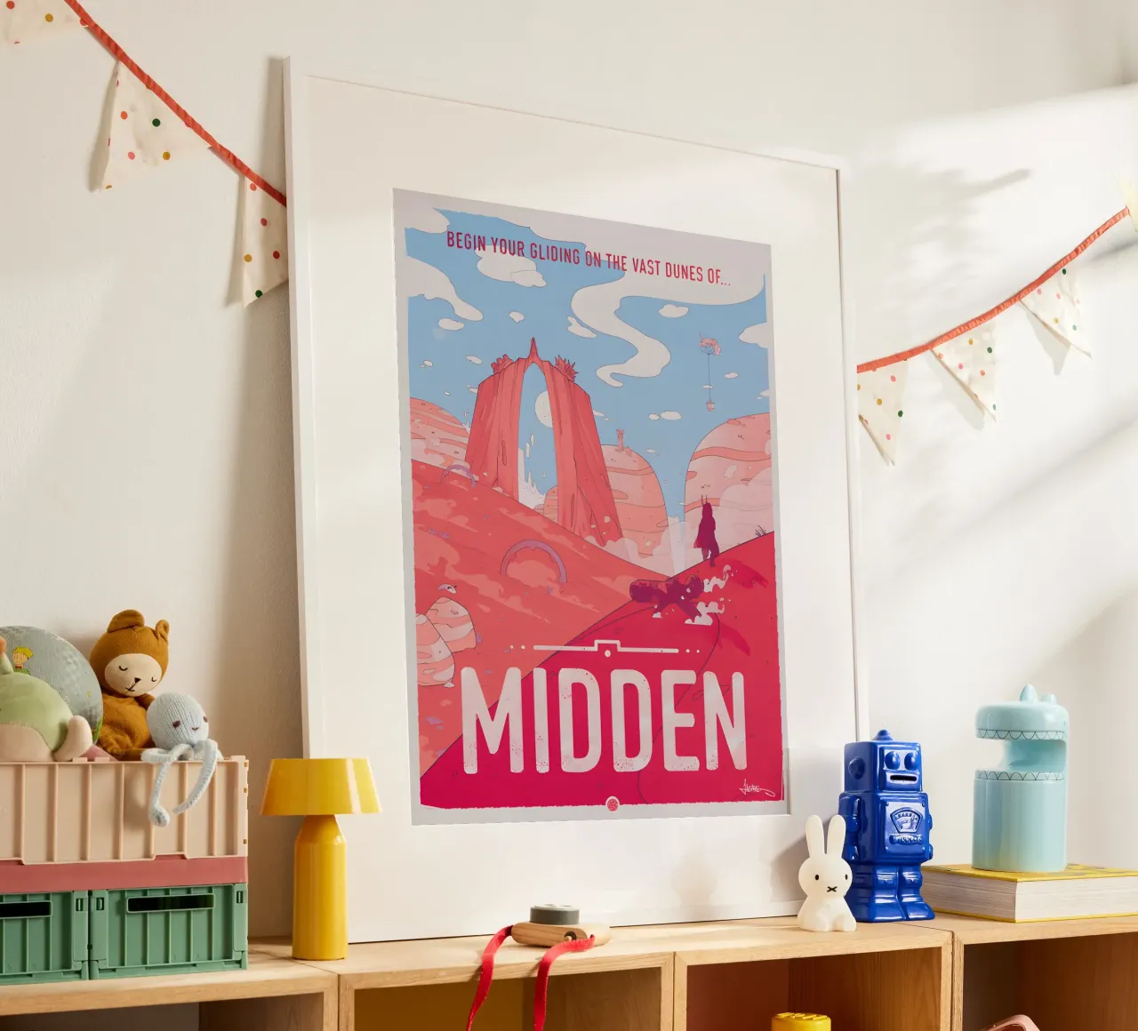 Travel To Midden poster con telaio in plastica da Robert Hoff
