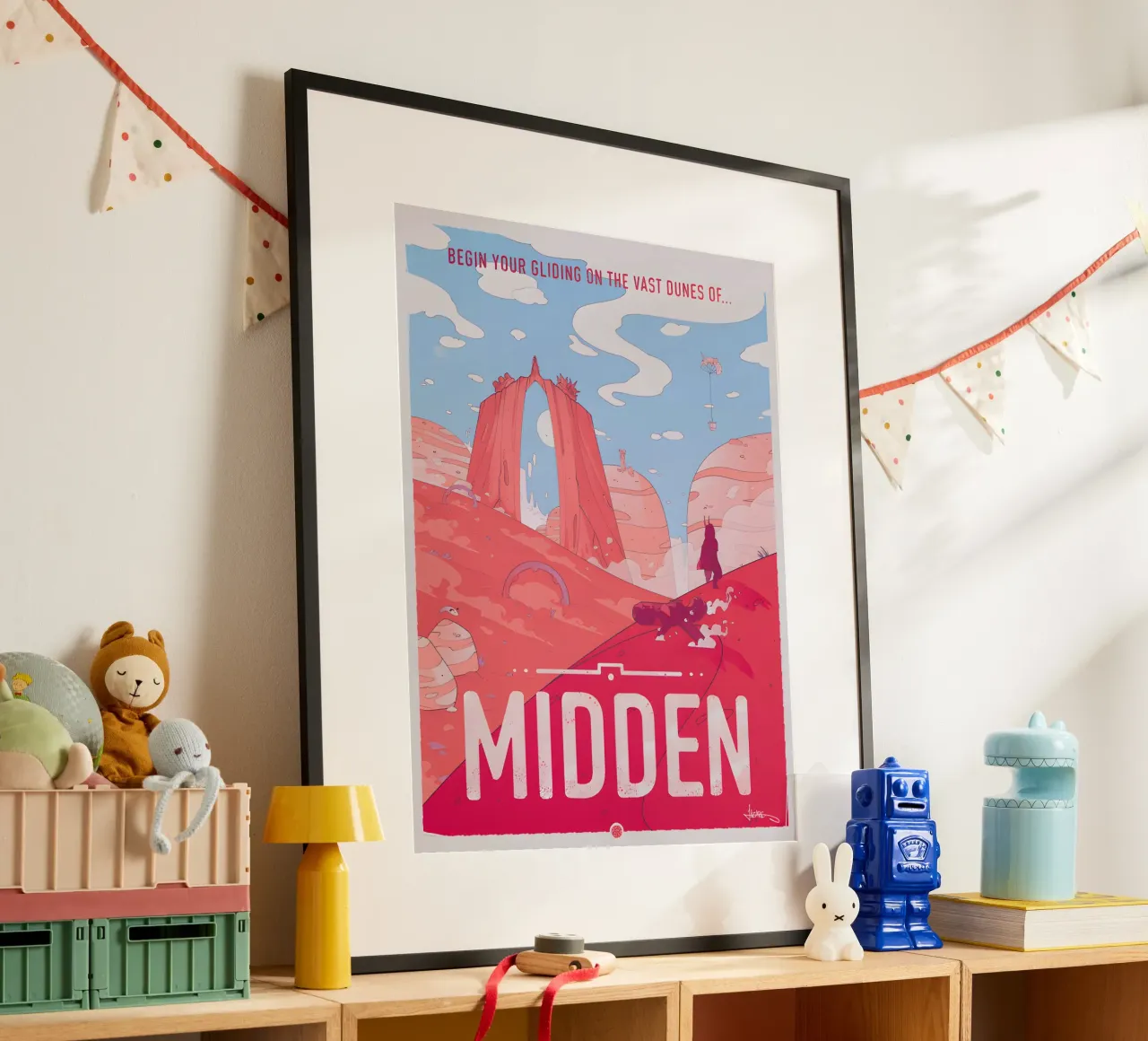 Travel To Midden poster con telaio in plastica da Robert Hoff