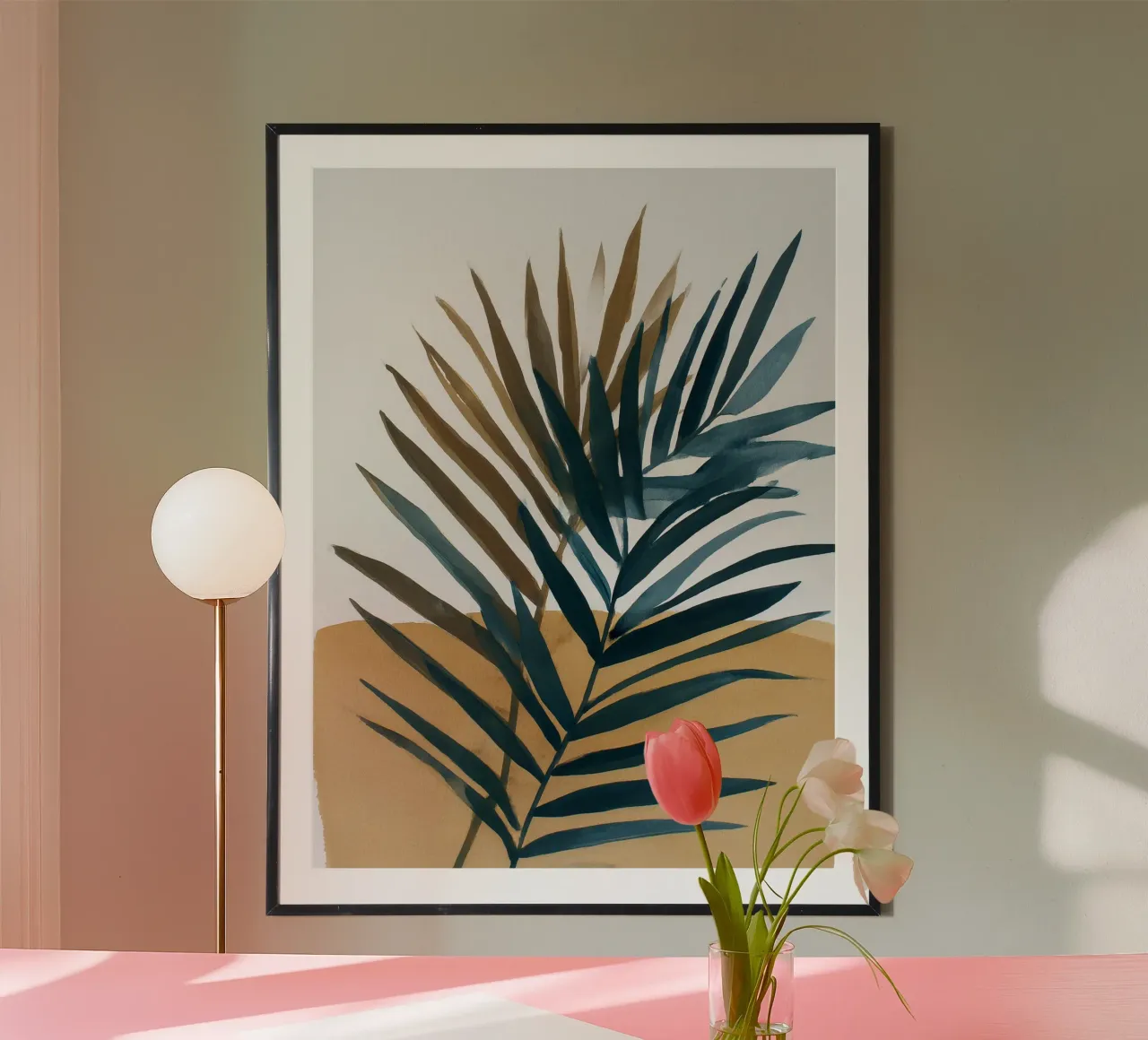 Studio sulla palma del deserto 1 poster con telaio in alluminio da Seed & Signal
