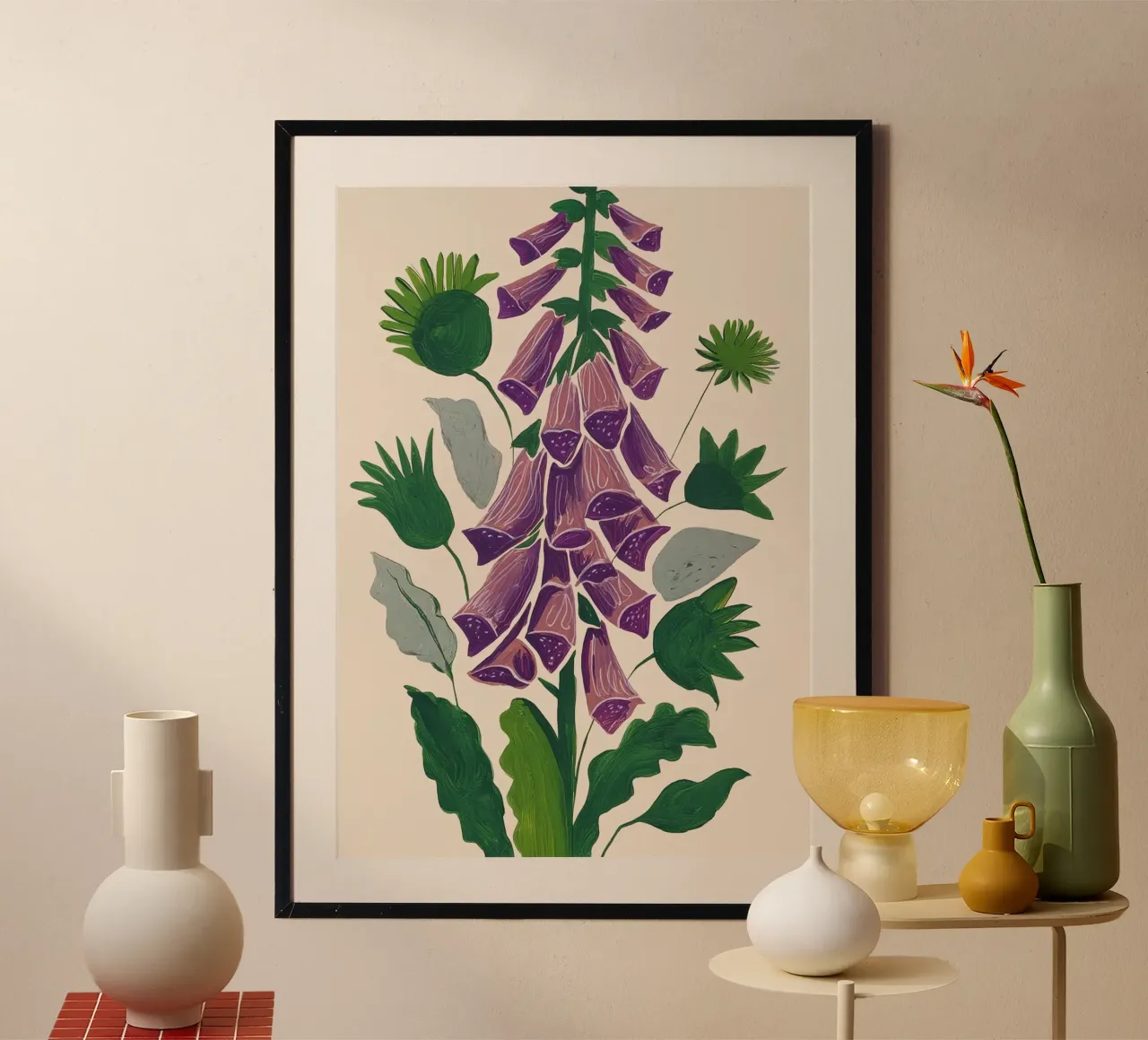 Contemporary Botanical Garden Foxglove in Bloom poster da Flow Line