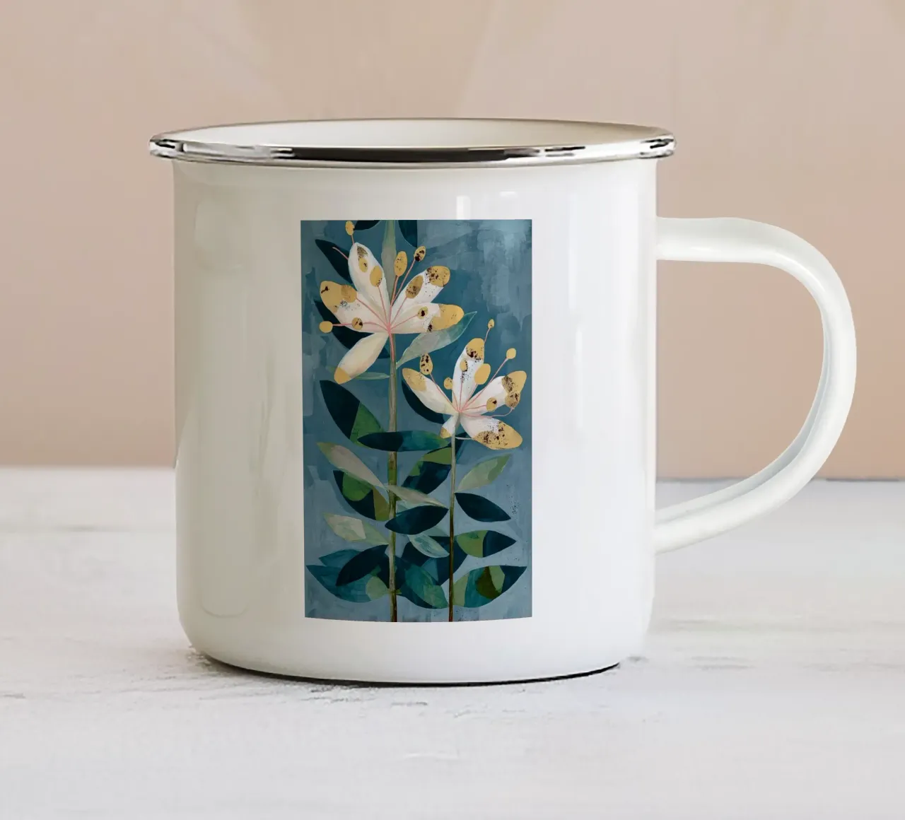Modern Botanical Duo tazza in smalto da Flow Line