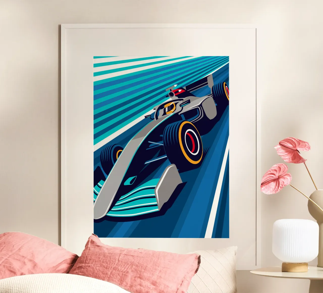 Auto da corsa W12 poster con telaio in alluminio da Mariel Toigo