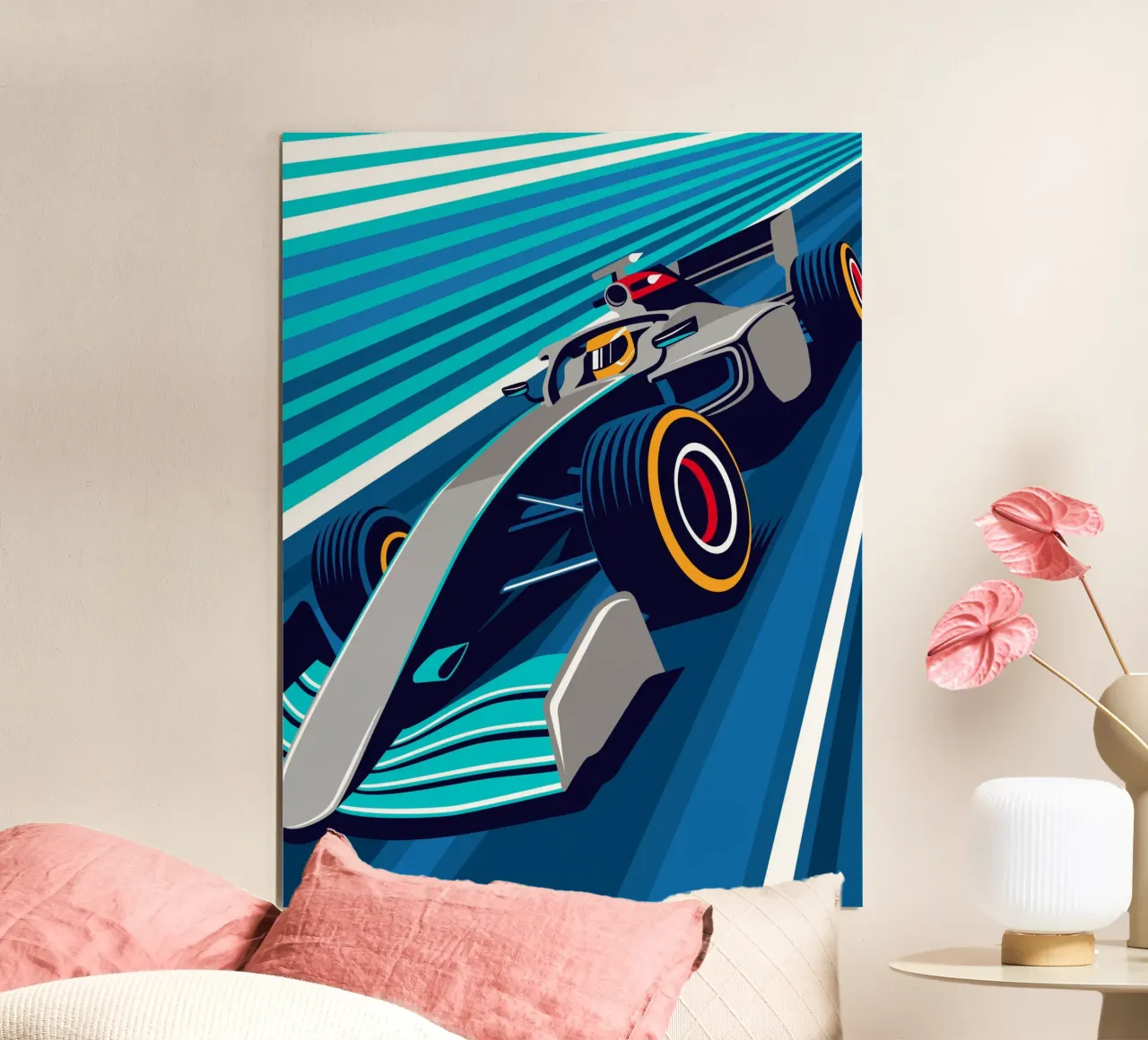 Auto da corsa W12 poster con telaio in alluminio da Mariel Toigo