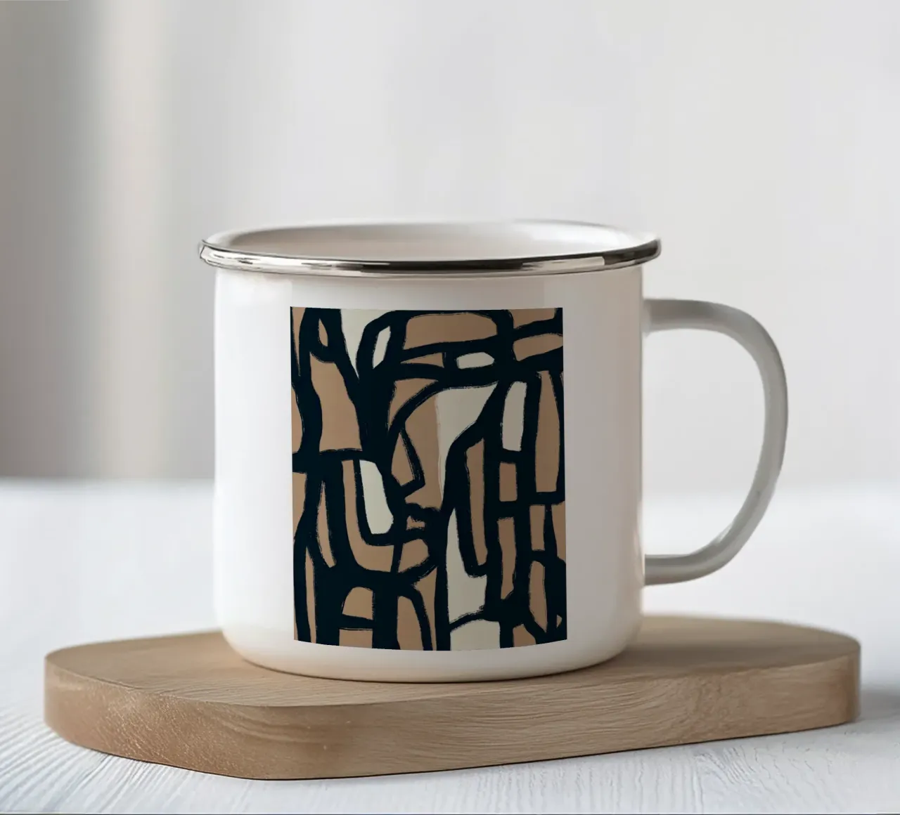 Linea astratta in grassetto tazza in smalto da Little Dean