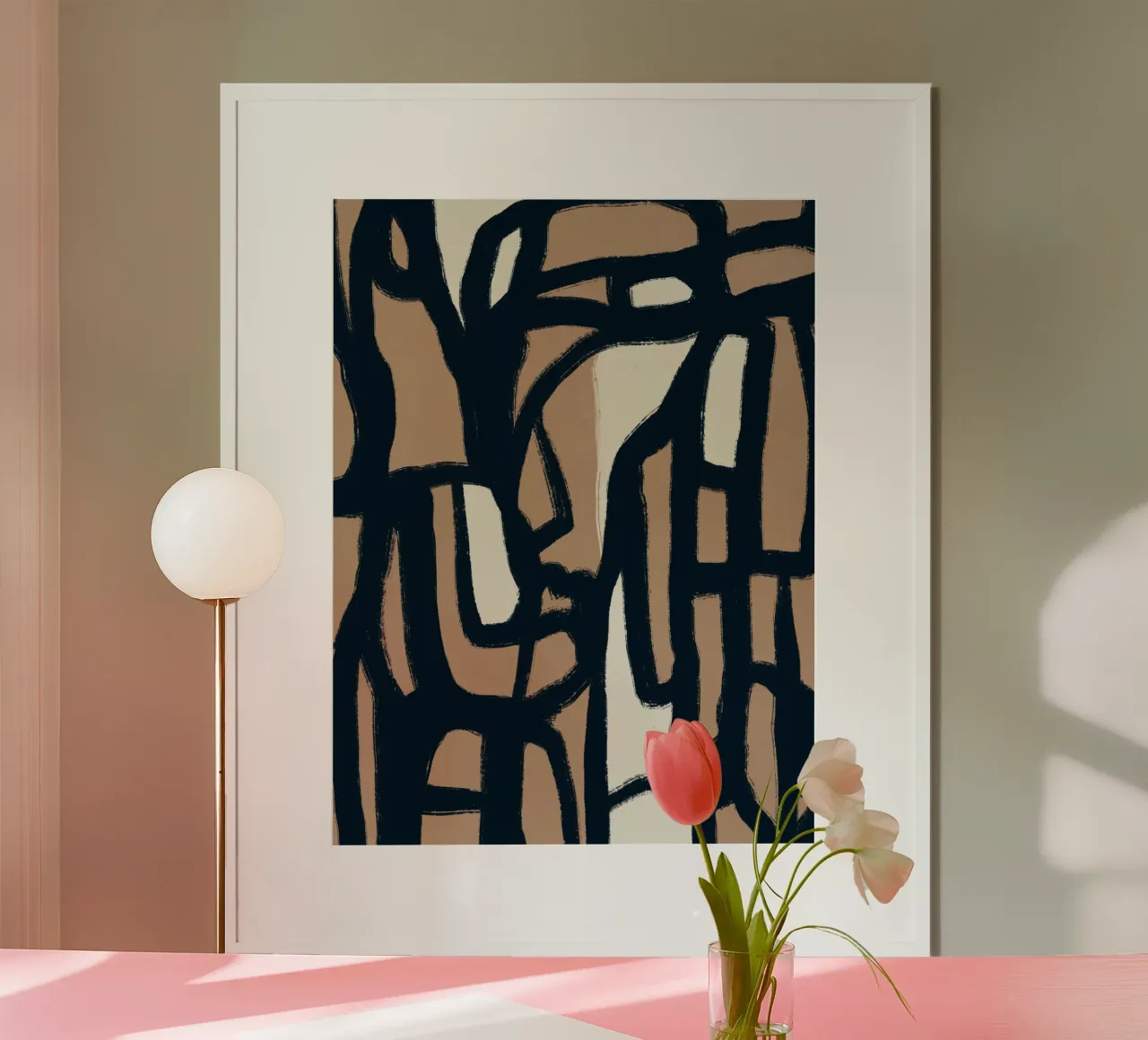 Linea astratta in grassetto poster con telaio in alluminio da Little Dean