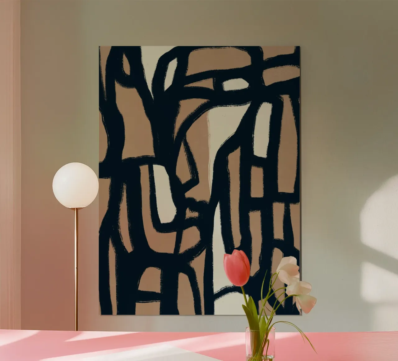 Linea astratta in grassetto poster con telaio in alluminio da Little Dean