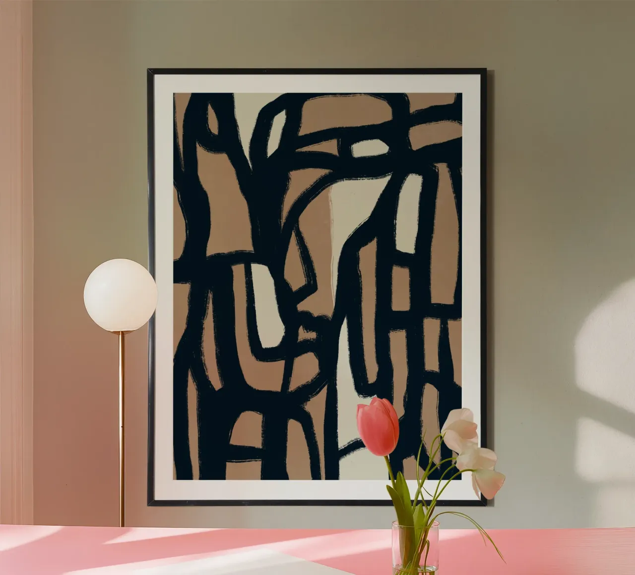 Linea astratta in grassetto poster con telaio in alluminio da Little Dean