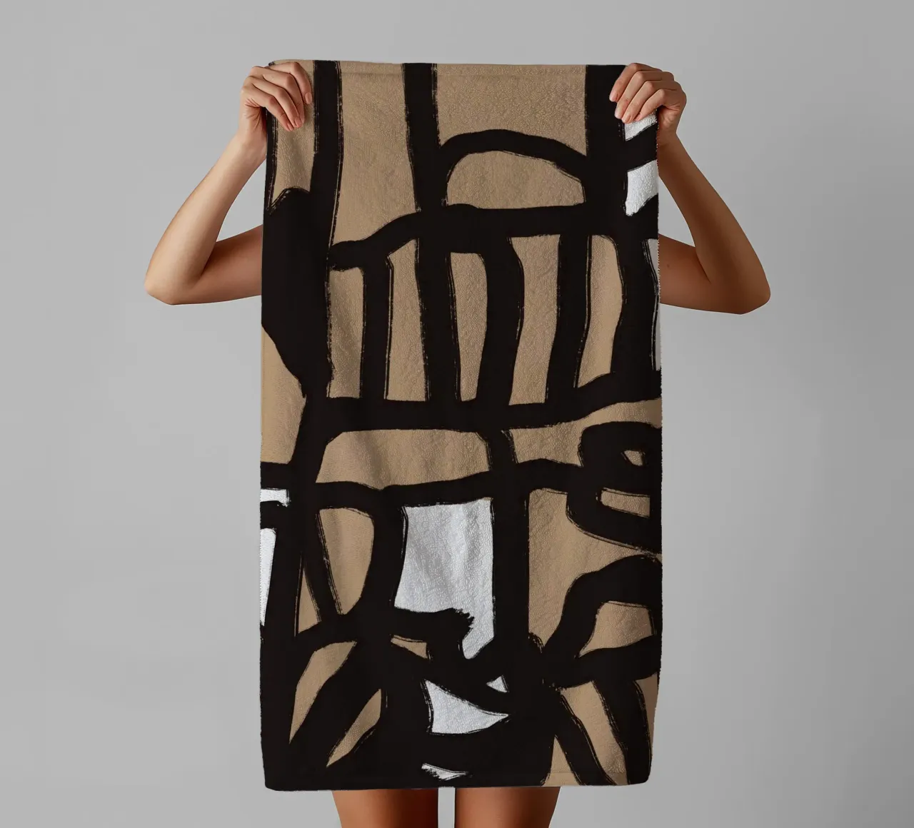 Bold line abstract 02 towel by Little Dean