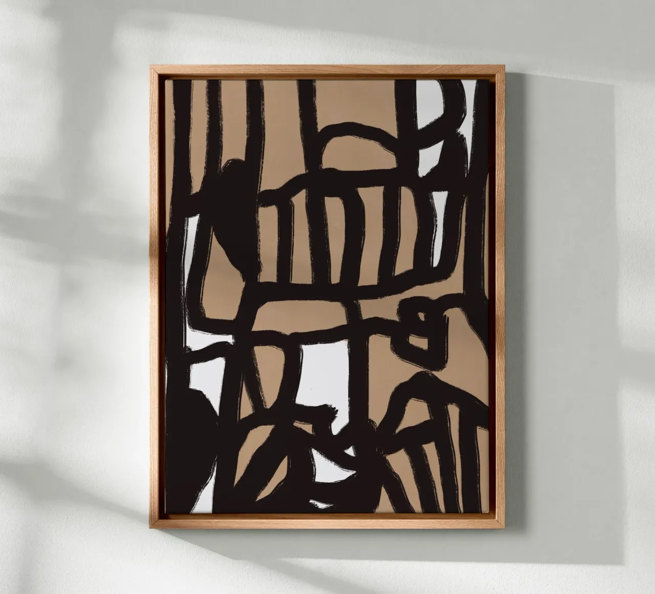Vette lijn abstract 02 canvas met Baklijst van Little Dean