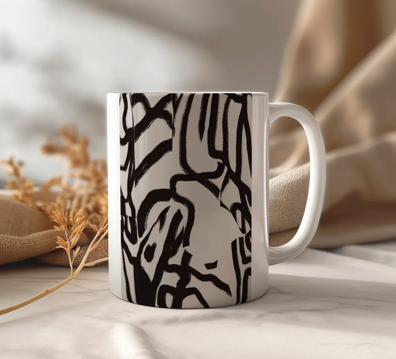 Linea astratta in grassetto 03 tazza in ceramica da Little Dean