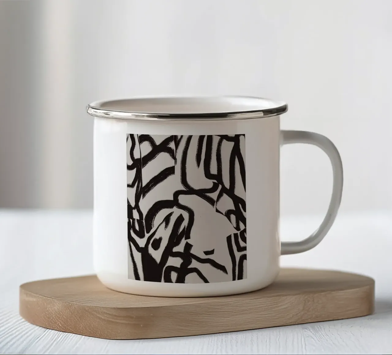 Linea astratta in grassetto 03 tazza in smalto da Little Dean