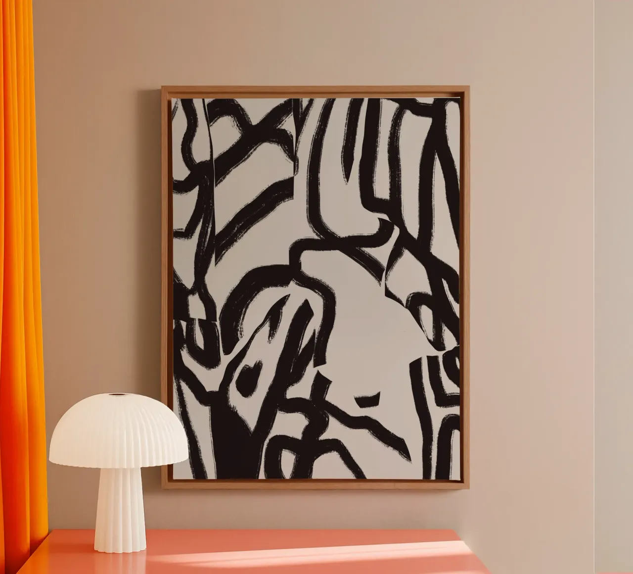 Bold line abstract 03 canvas with Floater frame by Little Dean
