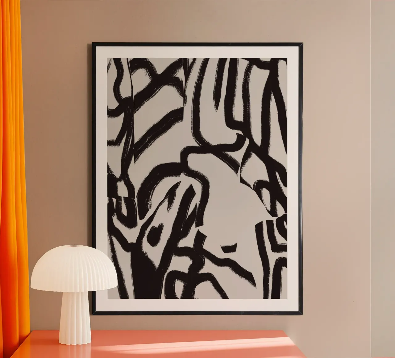 Linea astratta in grassetto 03 poster con telaio in alluminio da Little Dean