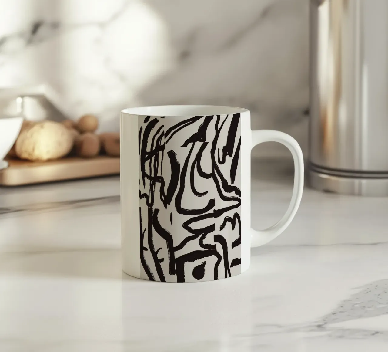 Linea astratta in grassetto 04 tazza in ceramica da Little Dean