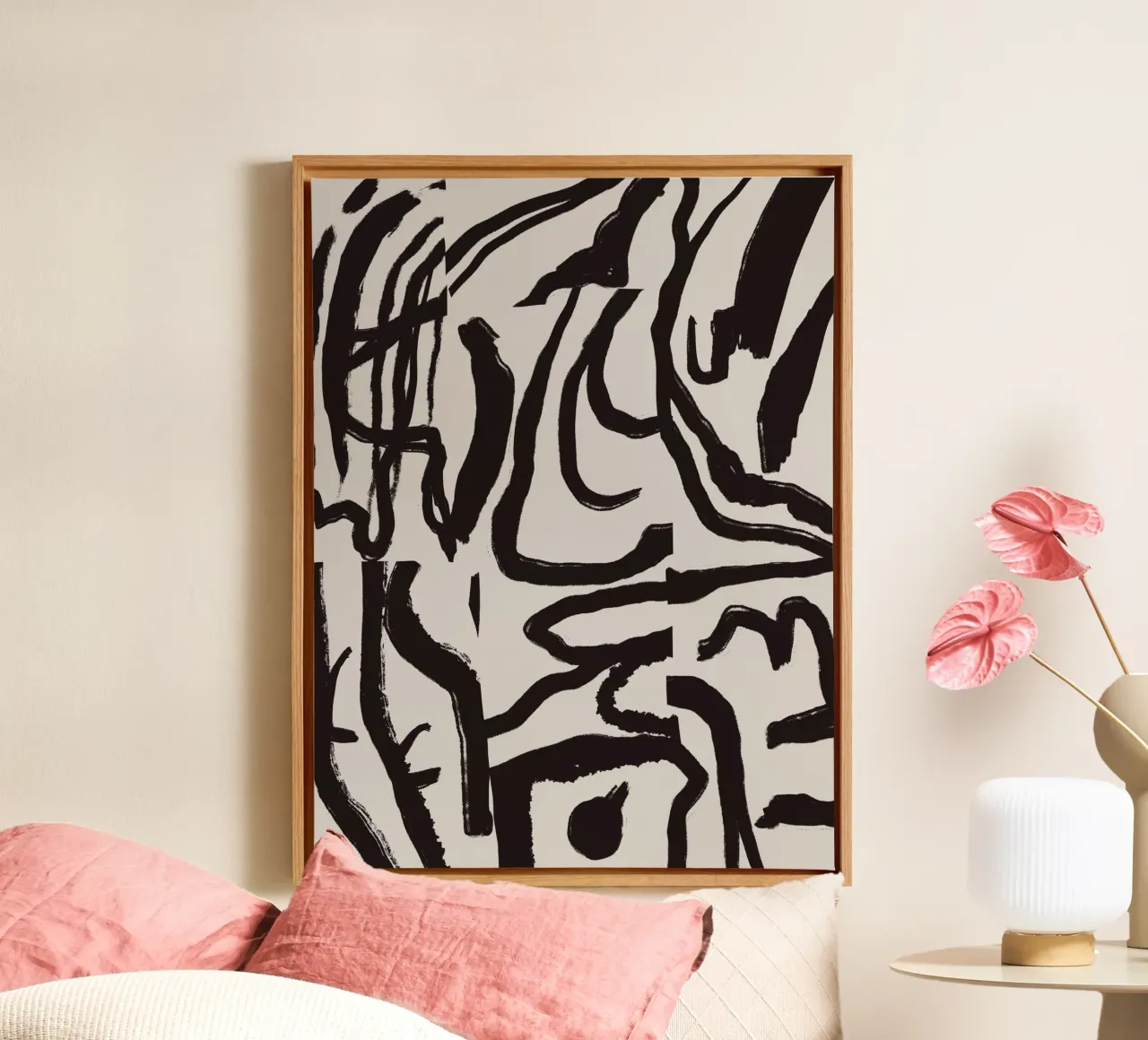 Bold line abstract 04 canvas with Floater frame by Little Dean