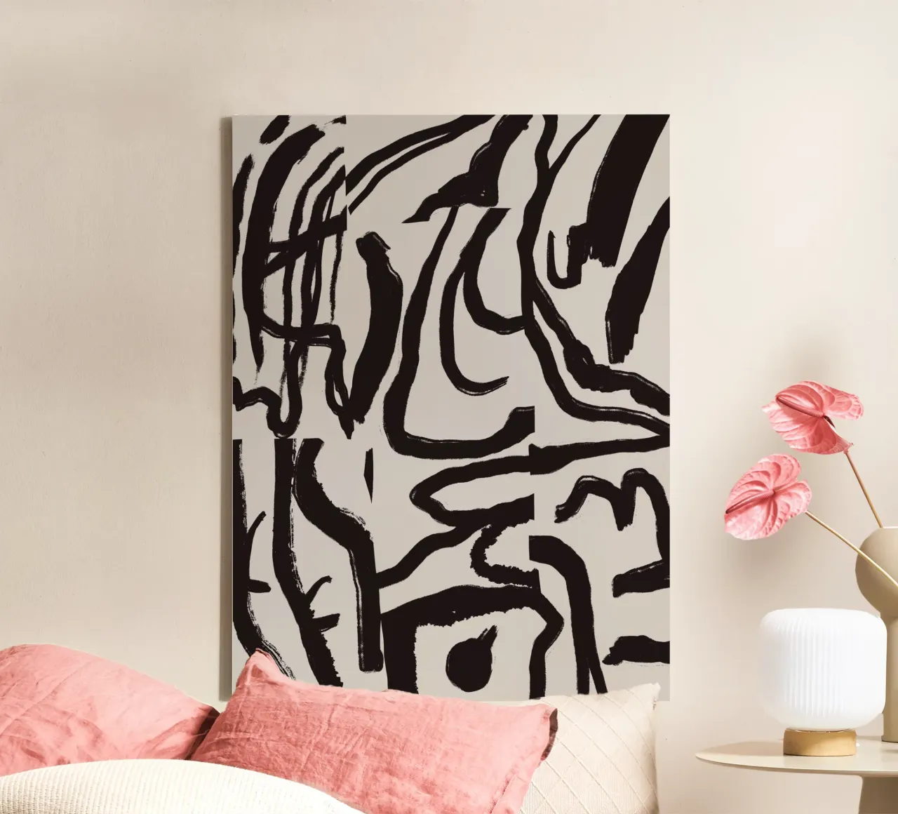 Bold line abstract 04 canvas with Floater frame by Little Dean