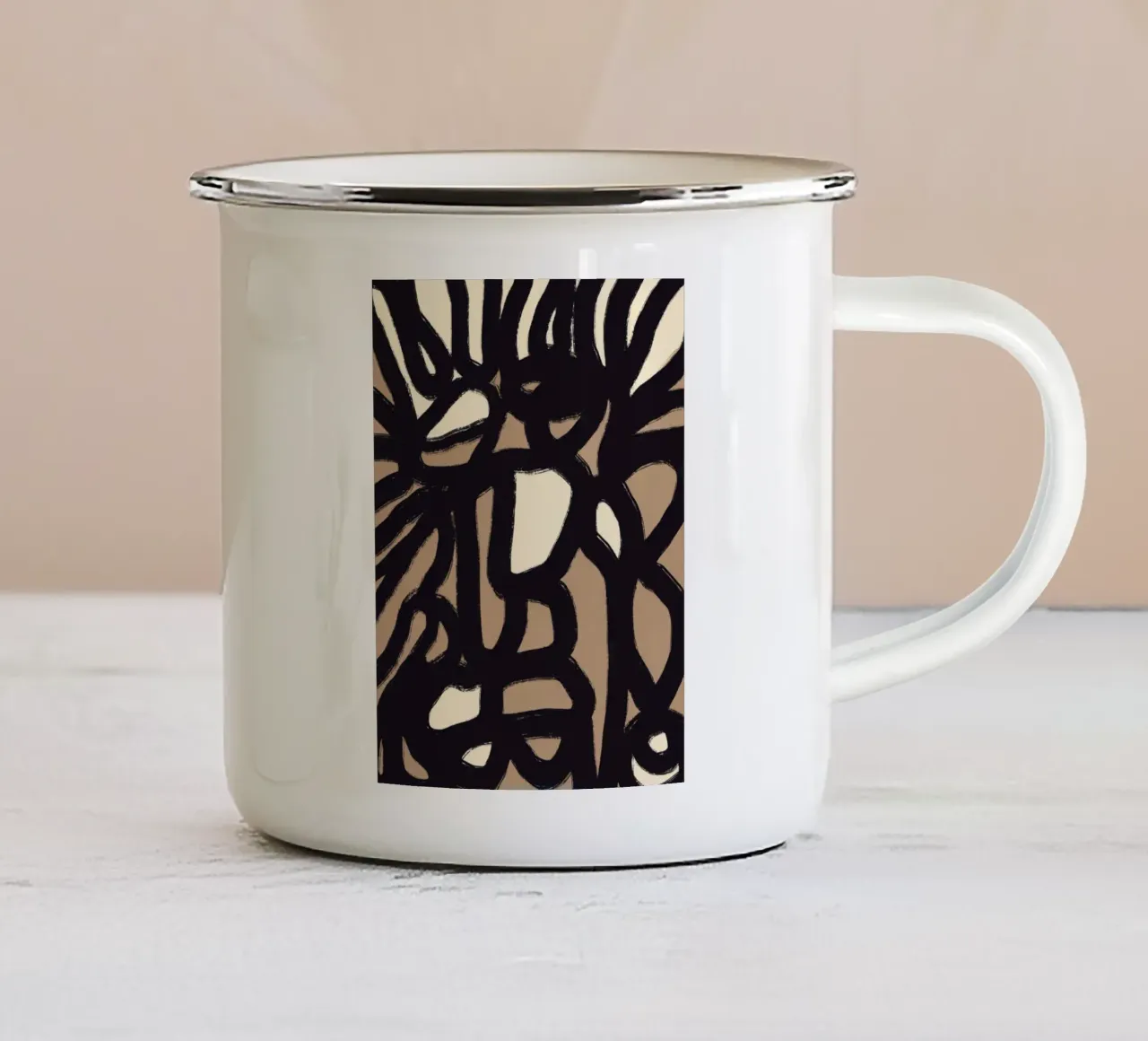 Linea astratta in grassetto 05 tazza in smalto da Little Dean