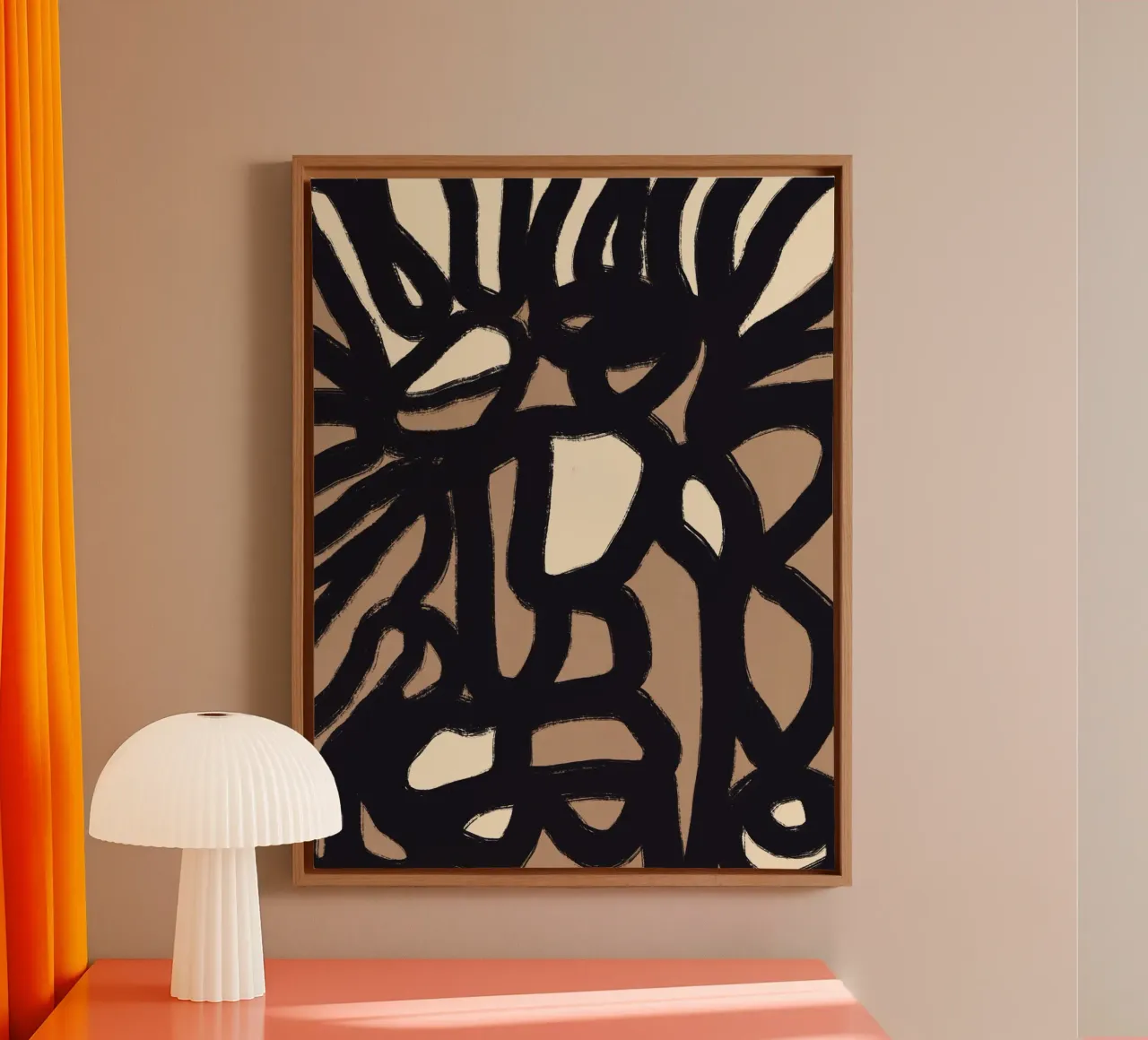 Bold line abstract 05 canvas with Floater frame by Little Dean