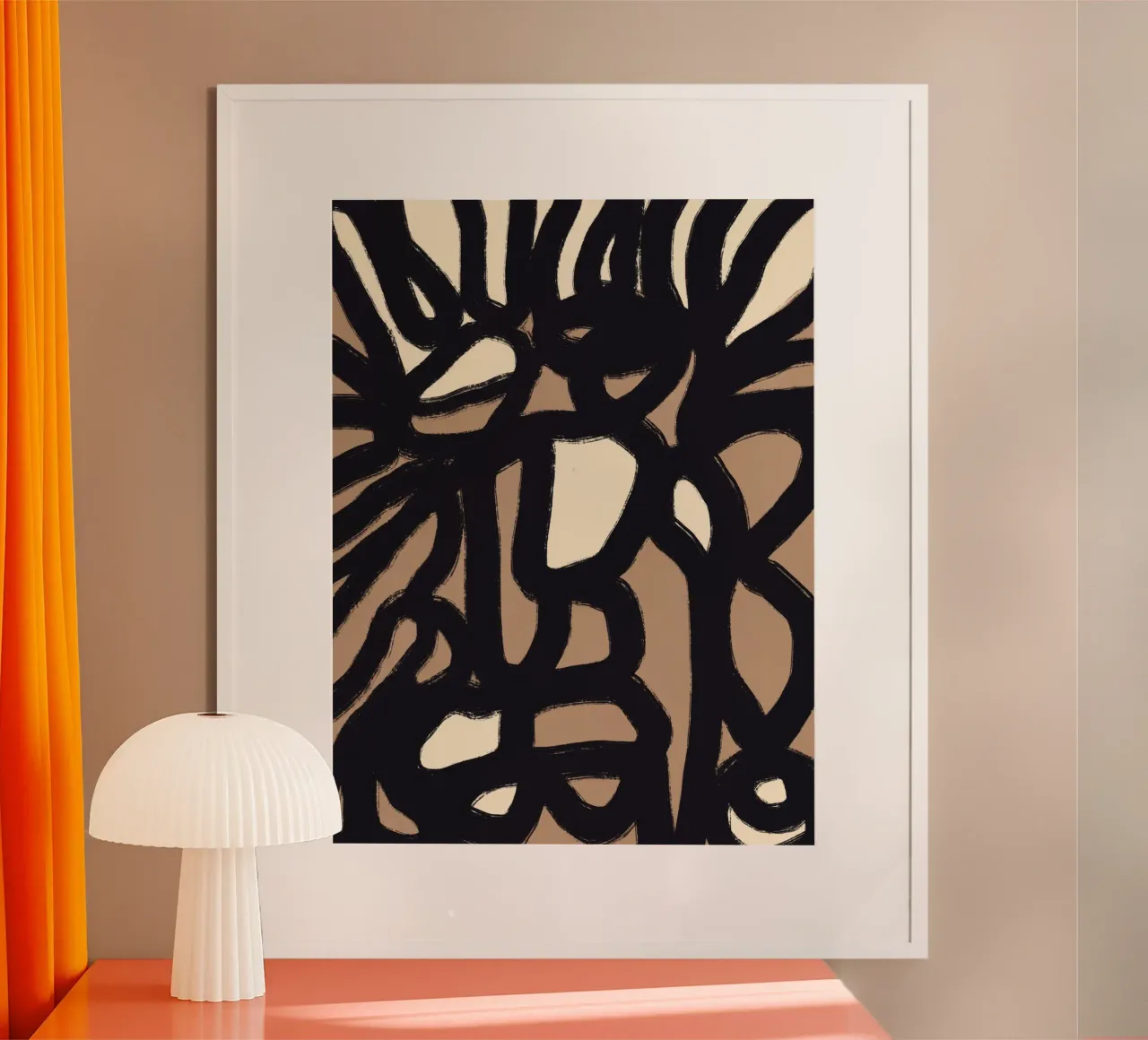 Linea astratta in grassetto 05 poster con telaio in legno da Little Dean