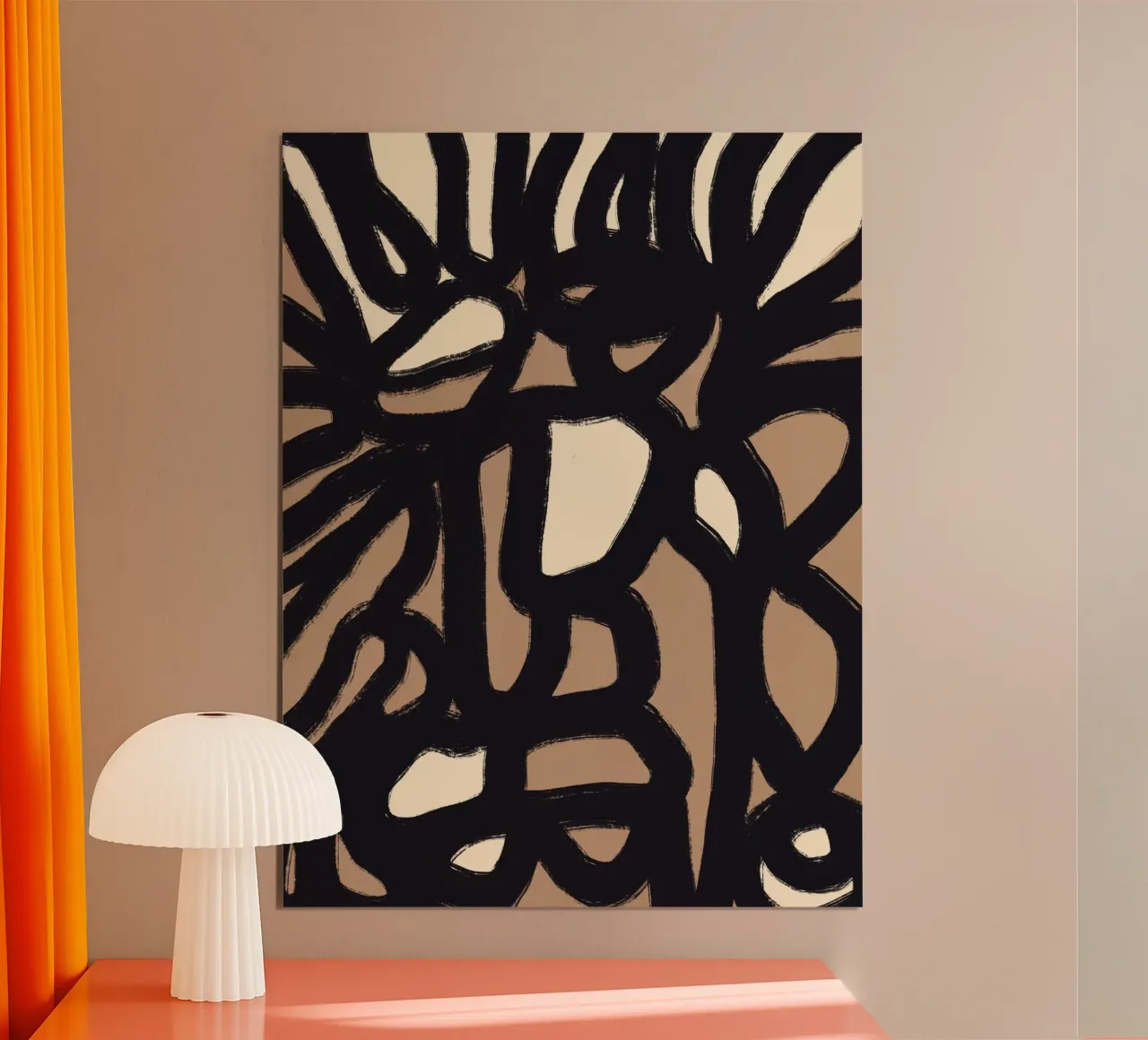 Linea astratta in grassetto 05 poster con telaio in legno da Little Dean