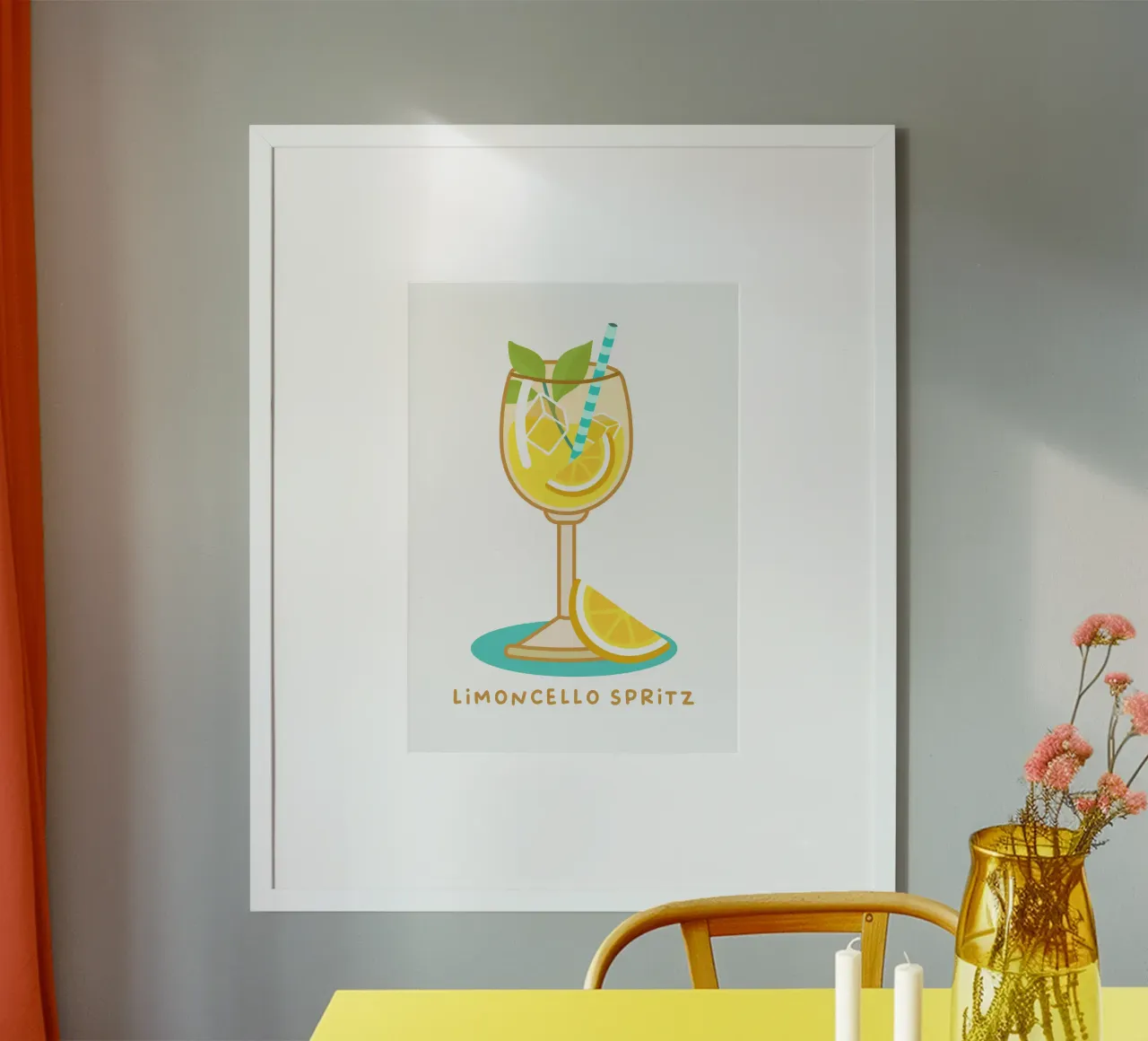 Limoncello Spritz poster con telaio in plastica da Ana Paniagua Design