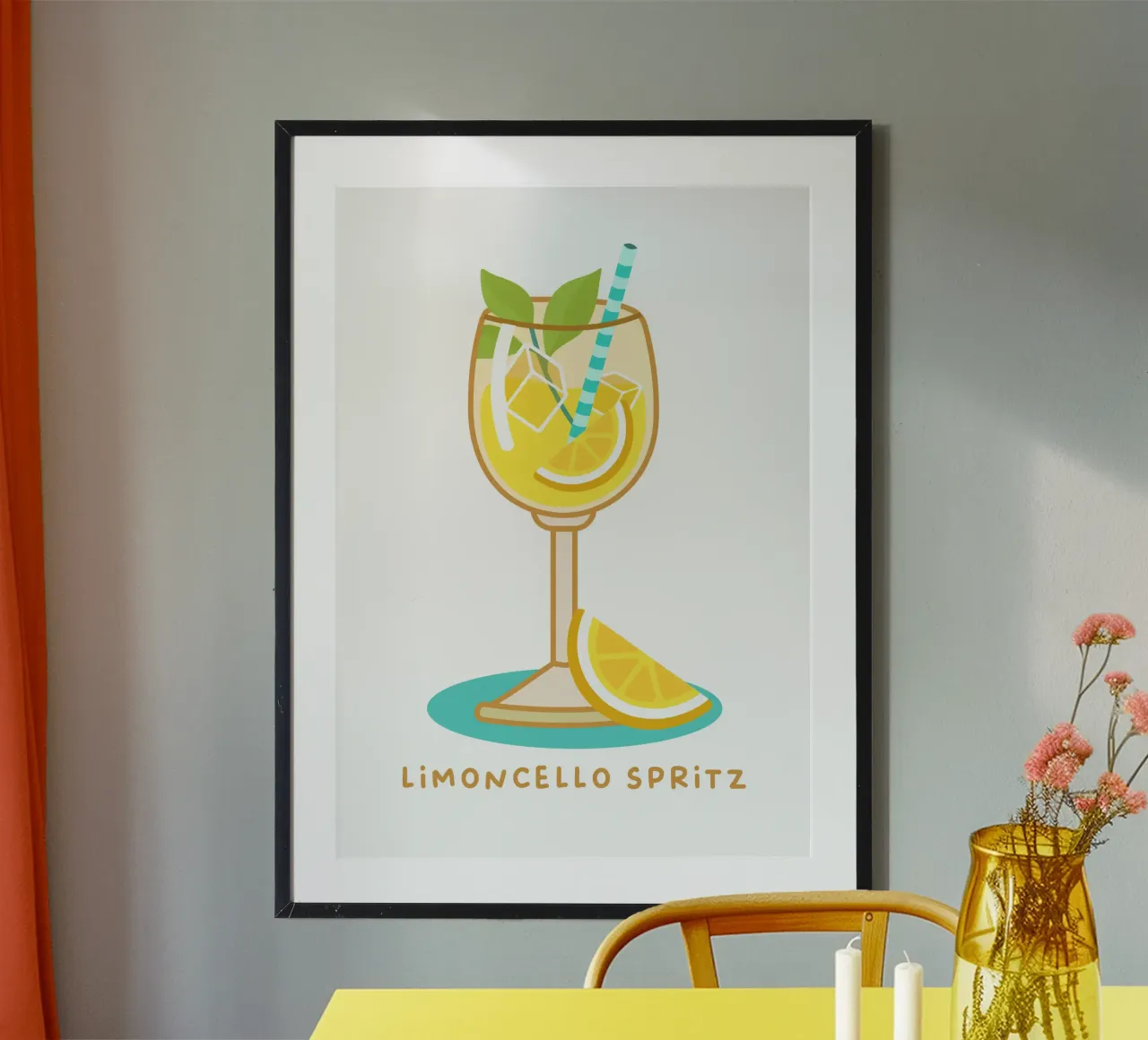 Limoncello Spritz poster con telaio in plastica da Ana Paniagua Design