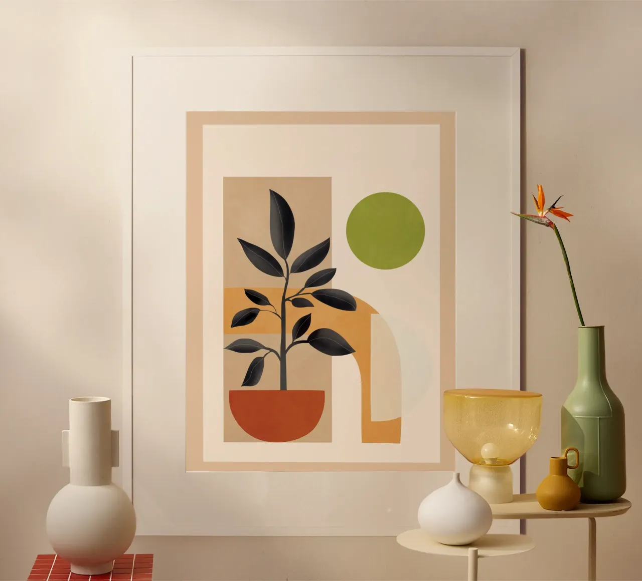 Soft Shapes XVI poster con telaio in legno da cityart