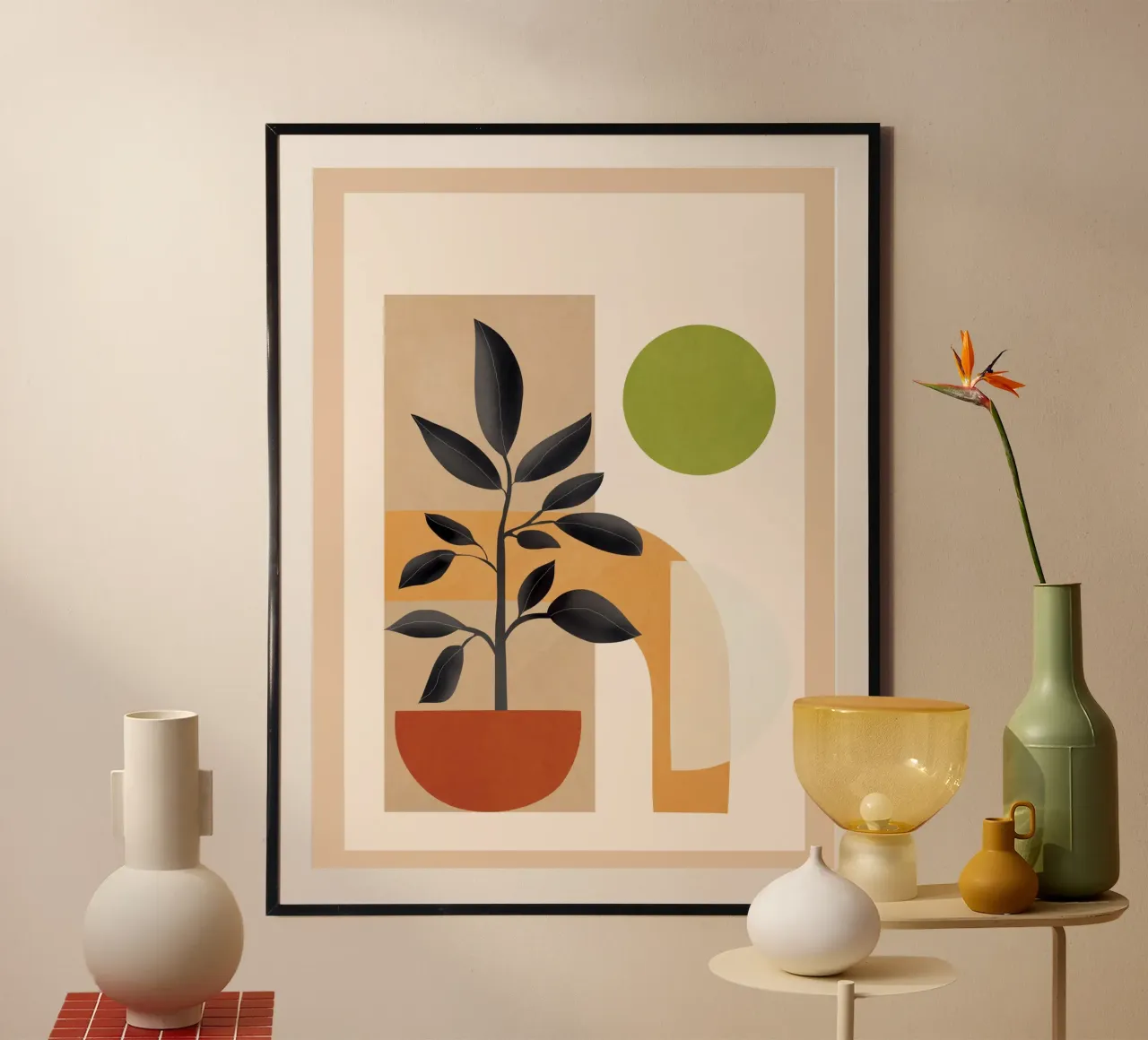 Soft Shapes XVI poster con telaio in legno da cityart
