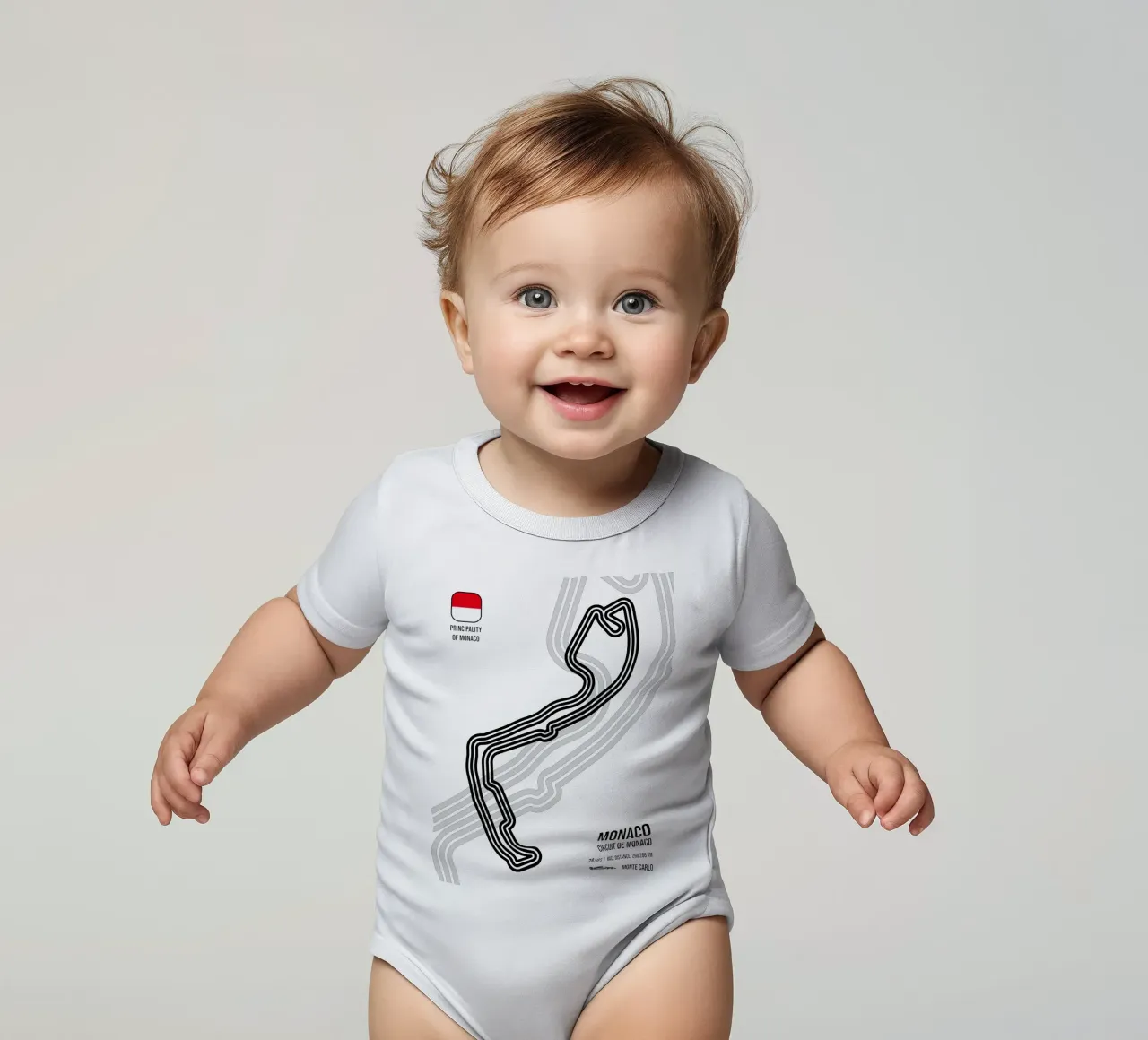 Monte Carlo Race Track body neonato maniche corte da Mariel Toigo