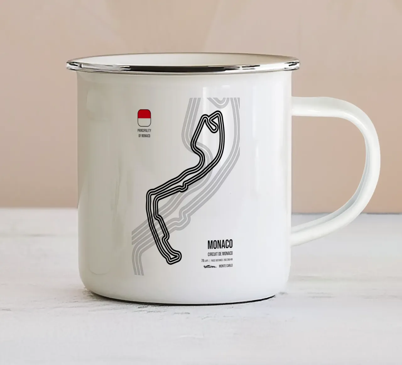 Monte Carlo Race Track tazza in smalto da Mariel Toigo