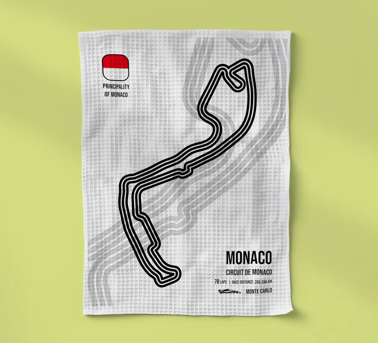 Monte Carlo Race Track canovaccio da cucina da Mariel Toigo