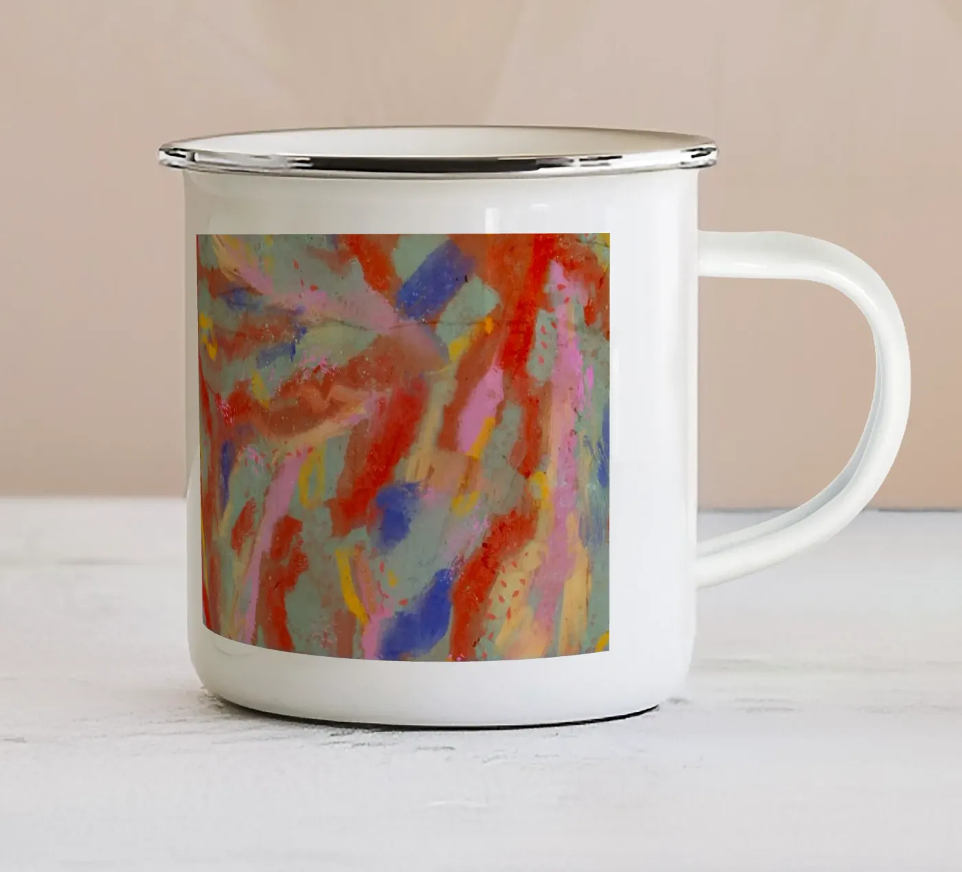 Red Flash Pattern enamel mug by treechild