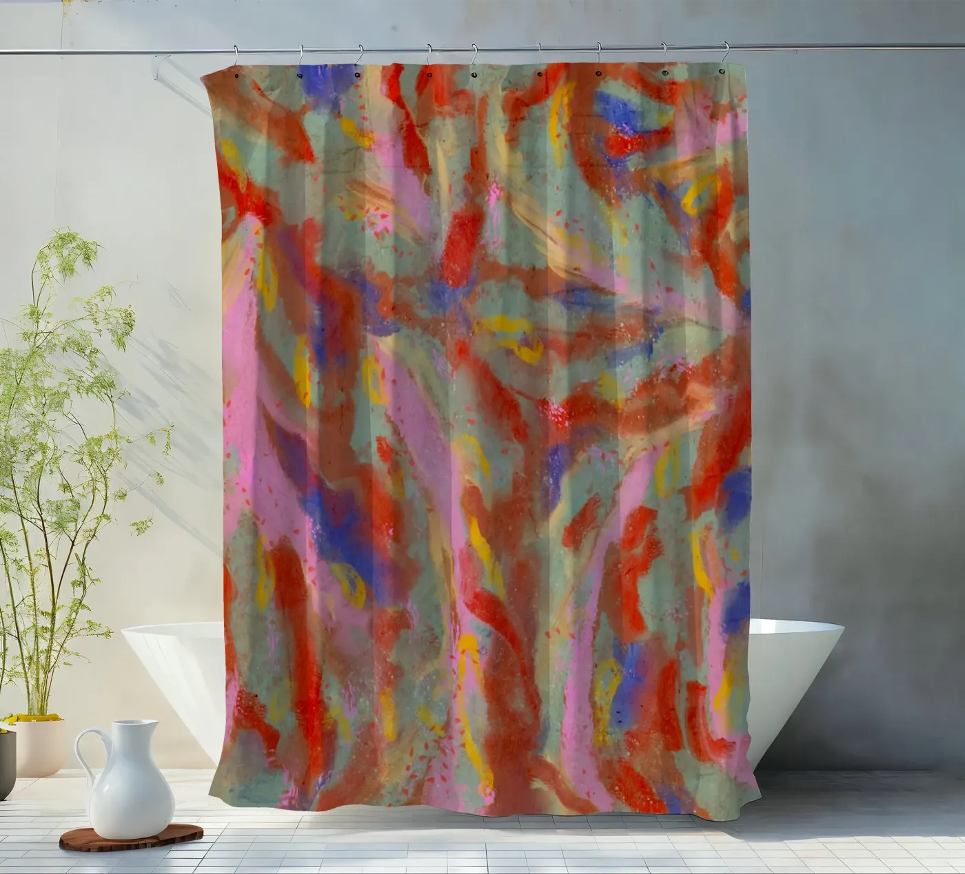 Red Flash Pattern douchegordijn van treechild