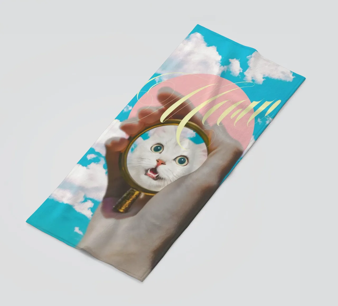 Meow! Cat Transformation beach towel by MsGonzalez