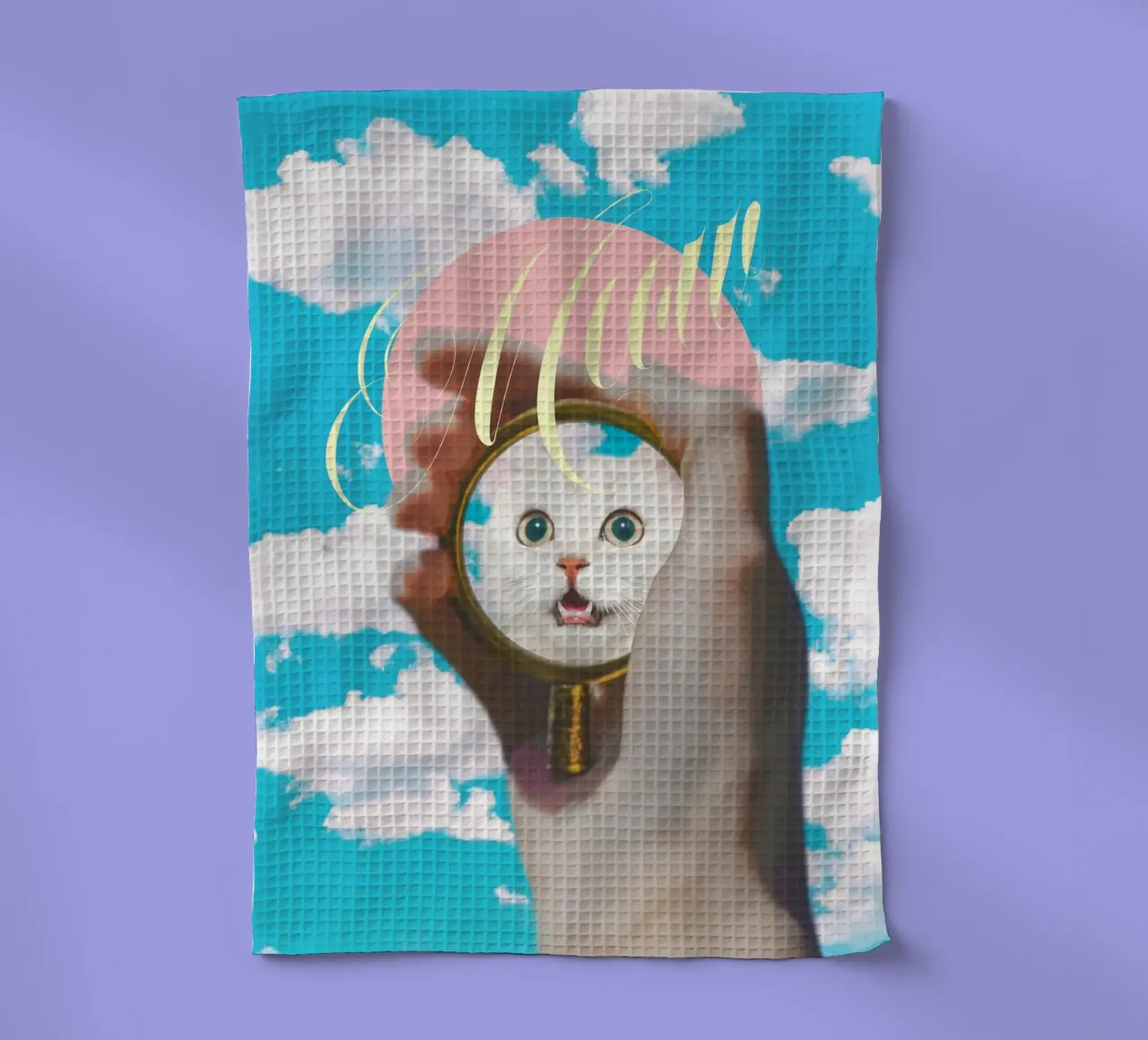 Meow! Cat Transformation tea towel by MsGonzalez