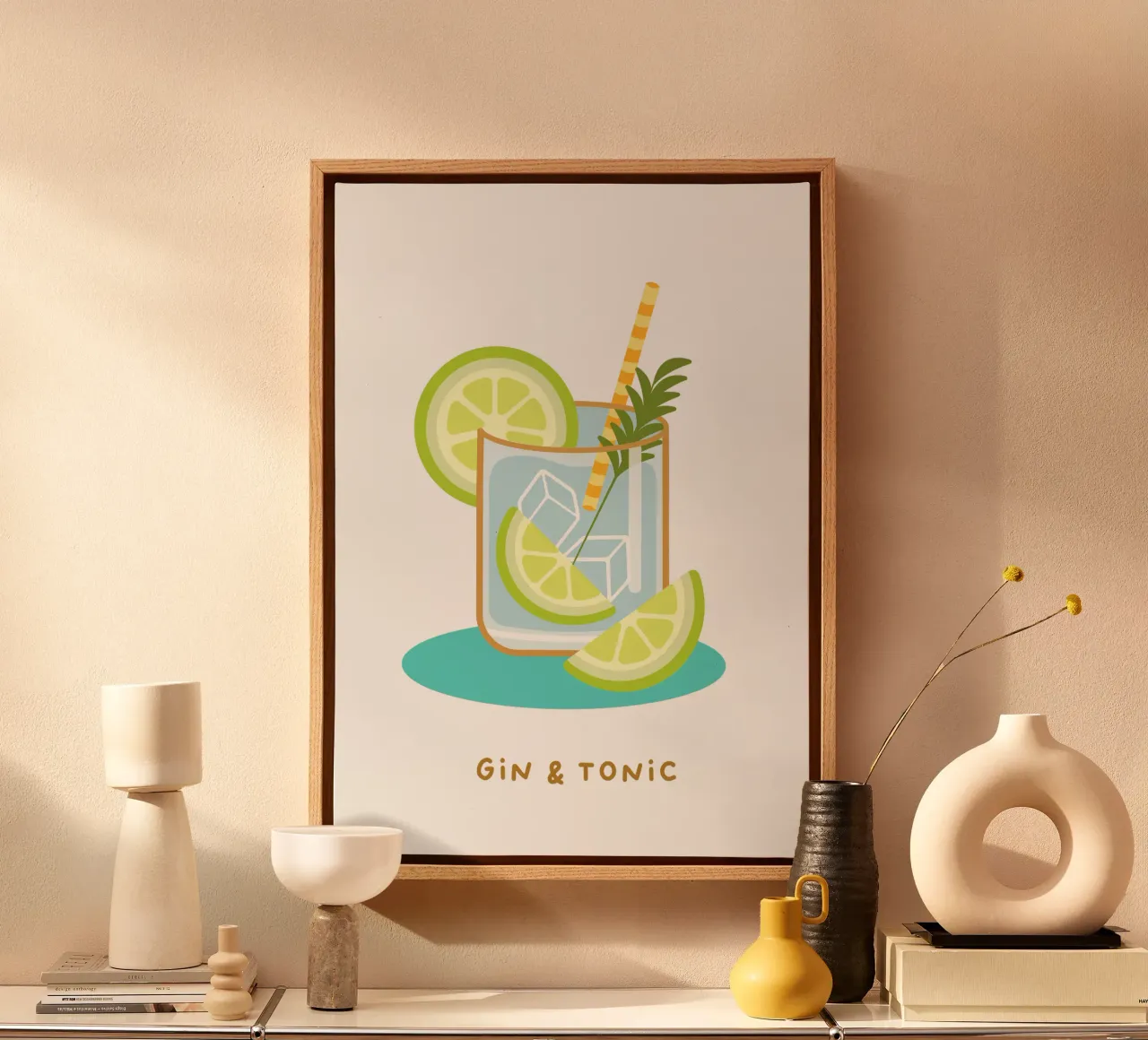Gin & Tonic tela con Cornice a cassetta da Ana Paniagua Design