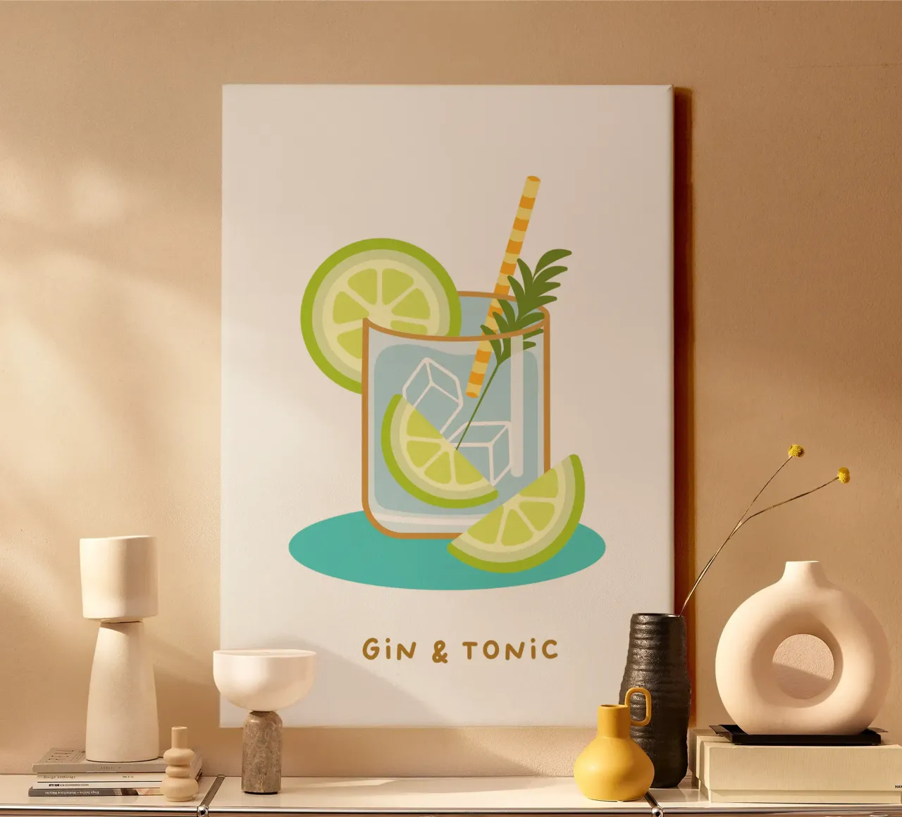 Gin & Tonic tela con Cornice a cassetta da Ana Paniagua Design