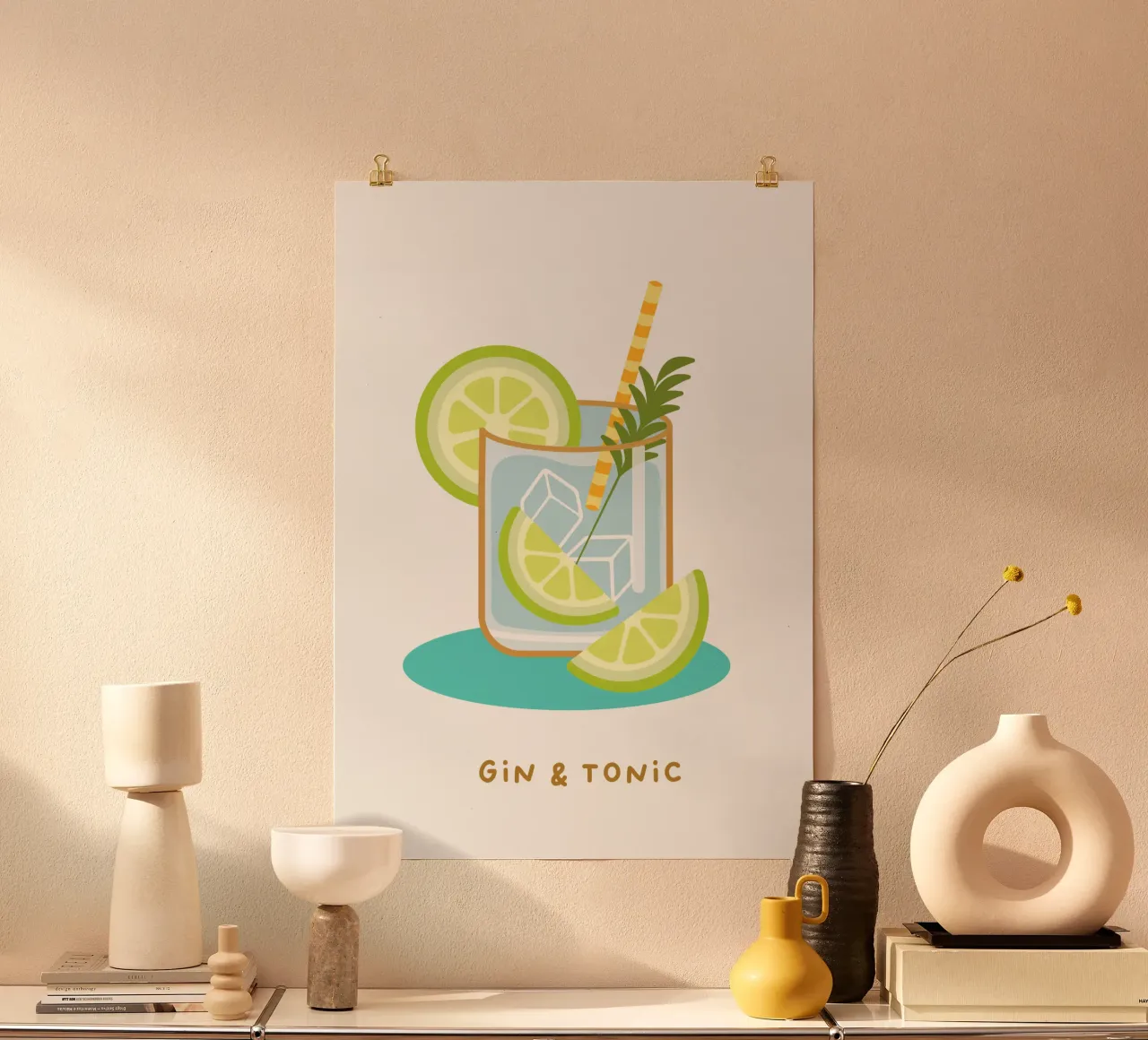 Gin & Tonic poster con telaio in plastica da Ana Paniagua Design