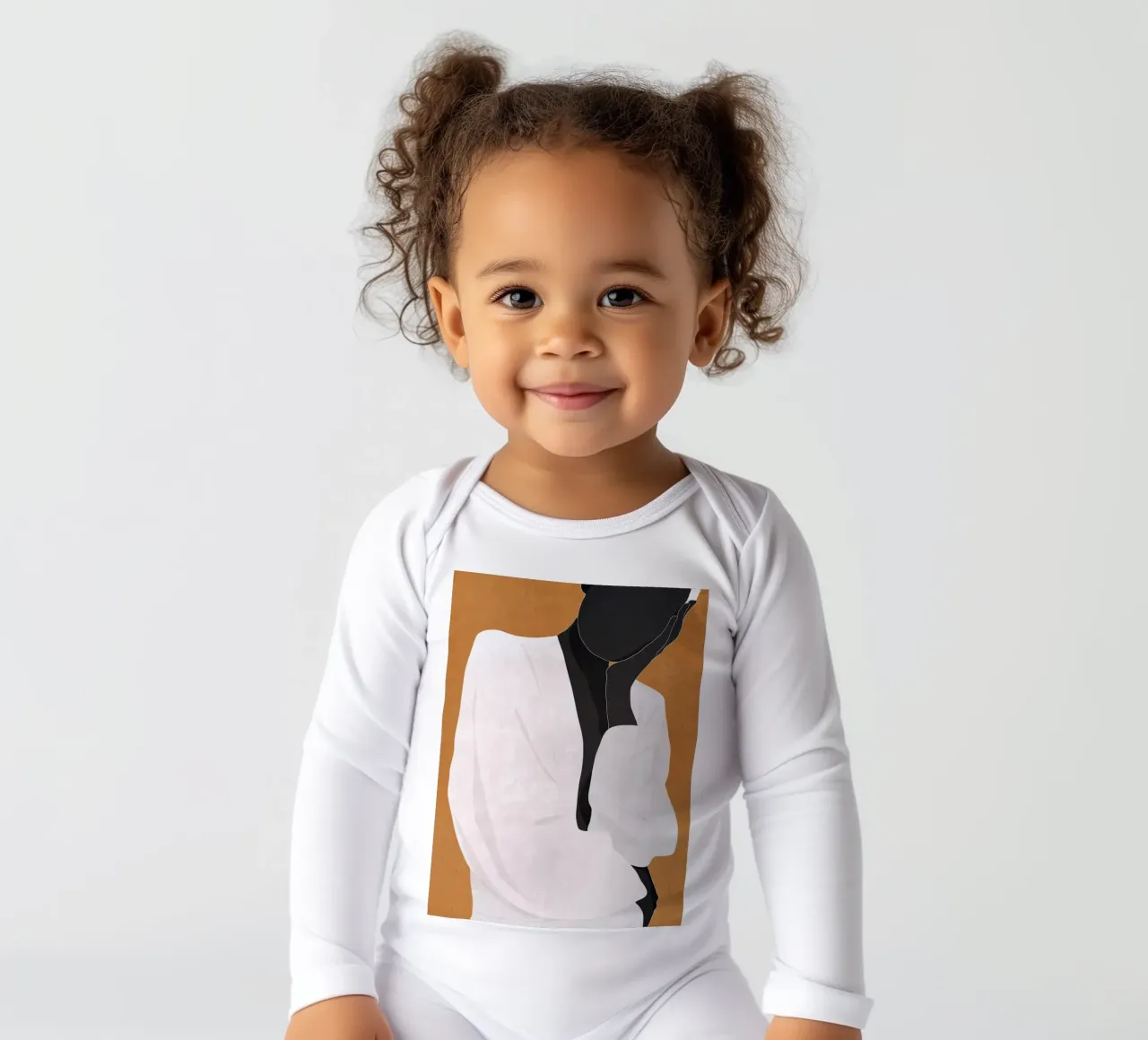 Minimal Art Girl 9a long-sleeve baby romper by ThingDesign
